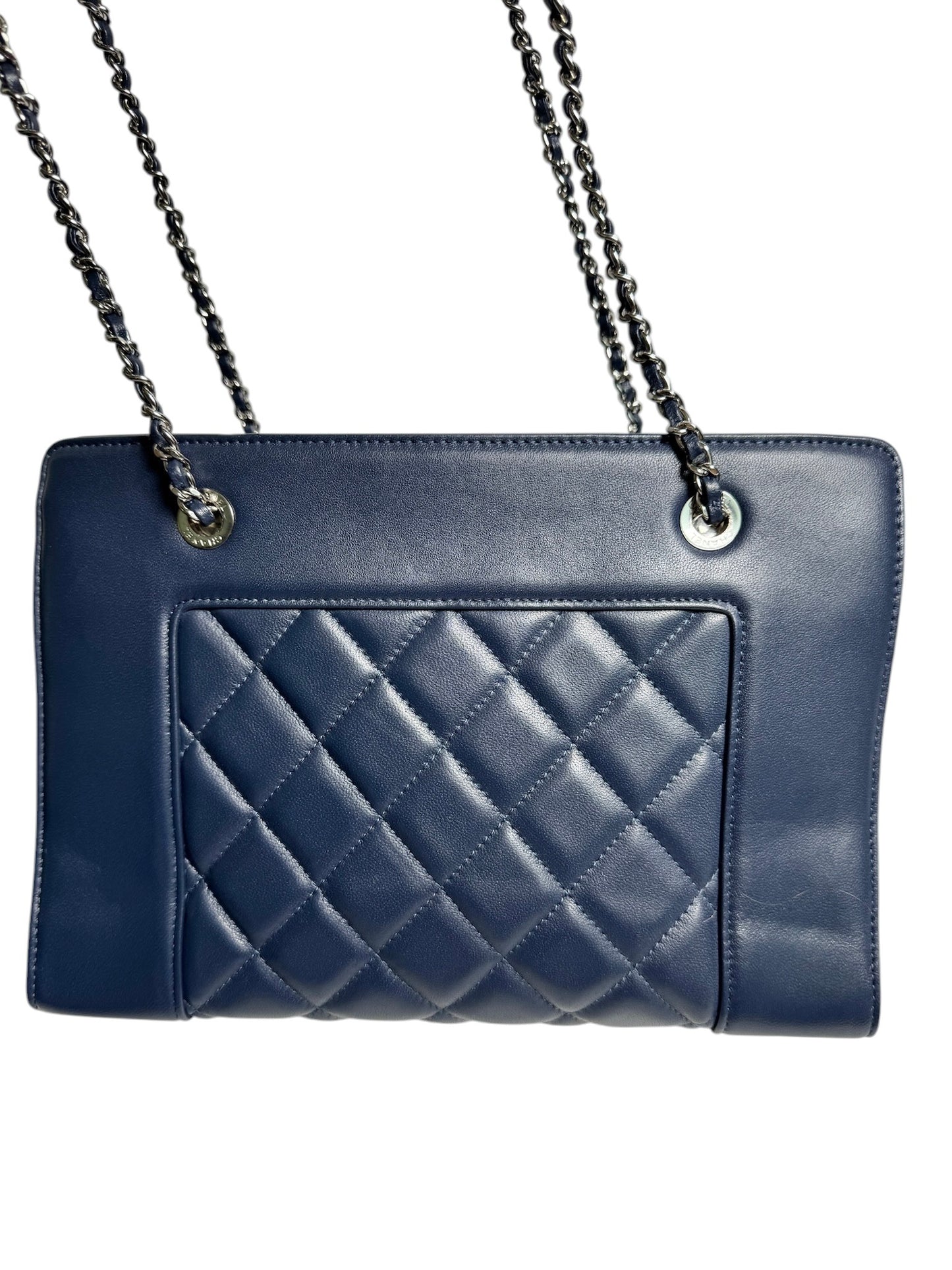 Chanel Navy Quilted Mademoiselle Shopping Tote