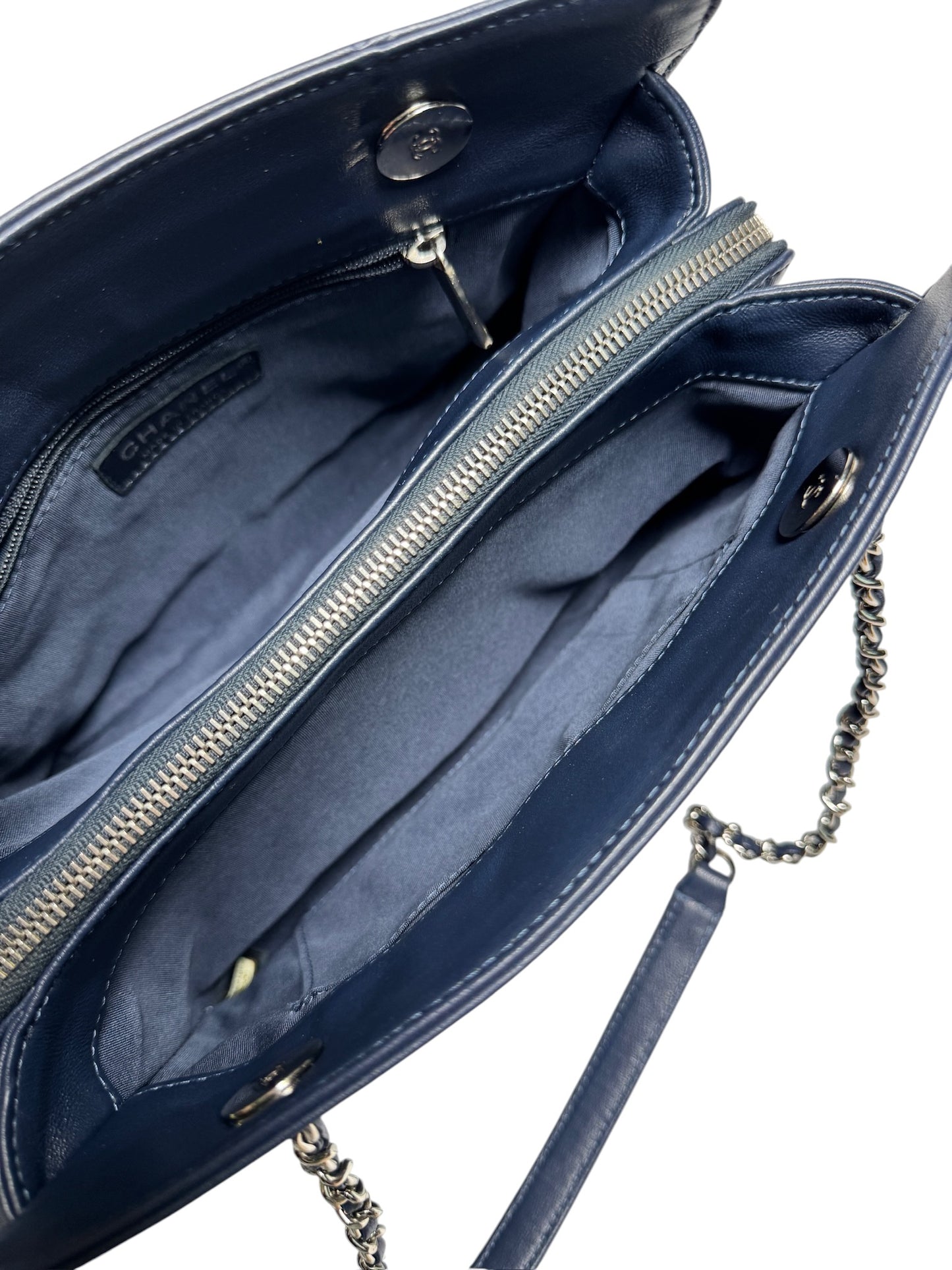 Chanel Navy Quilted Mademoiselle Shopping Tote