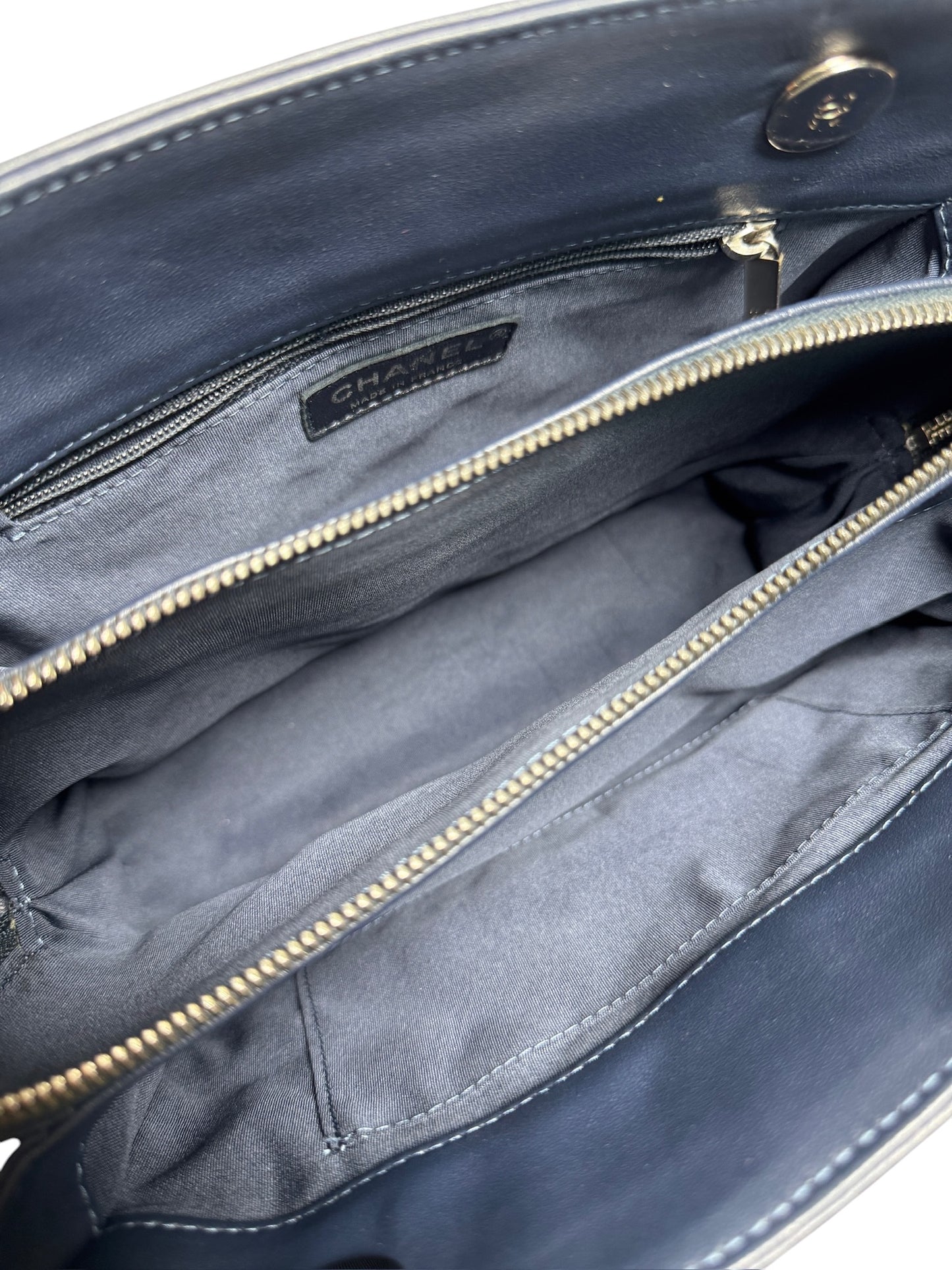 Chanel Navy Quilted Mademoiselle Shopping Tote