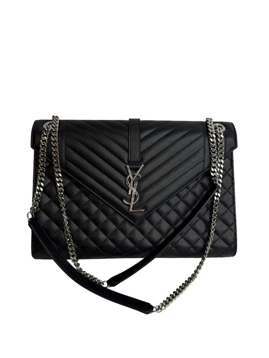 Saint Laurent Large Envelope Bag Black SHW T8948