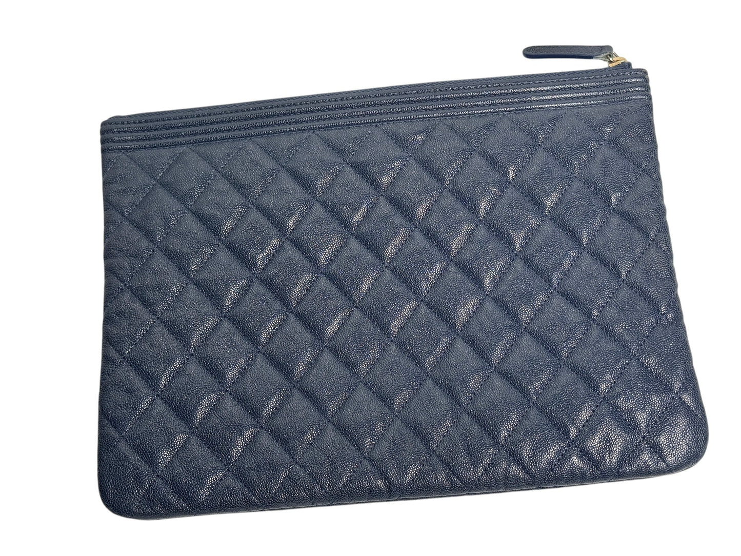 Chanel Black Caviar Boy Large Zip Pouch