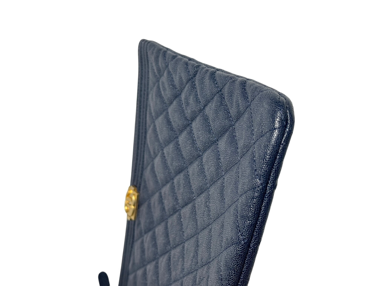 Chanel Black Caviar Boy Large Zip Pouch