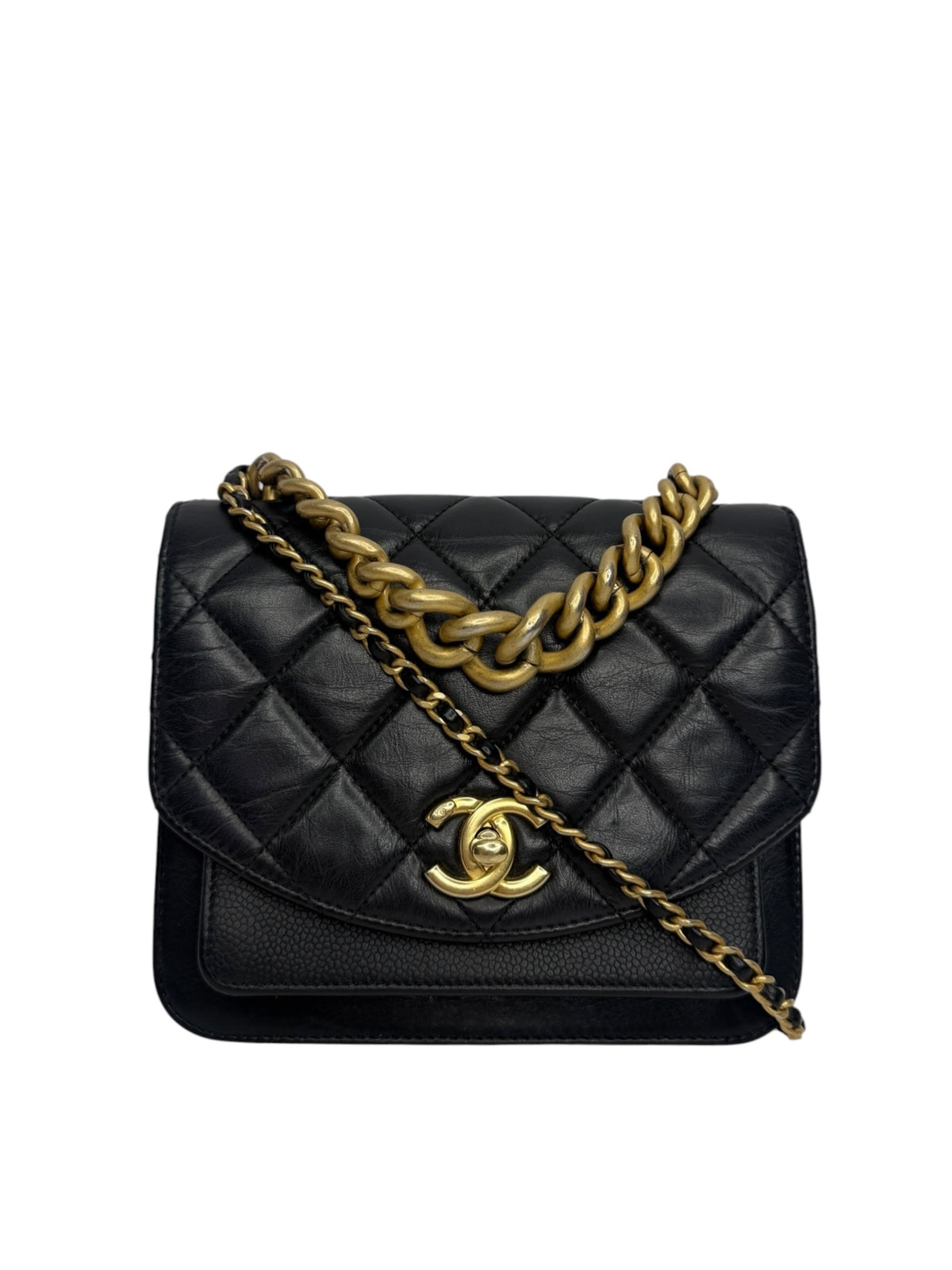 Chanel Black Quilted Chain Handle Flap Bag T9009