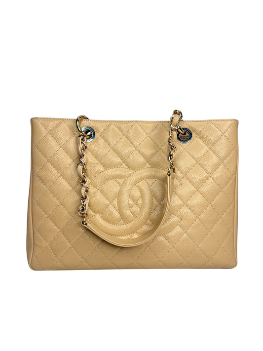 Chanel Beige Caviar Grand Shopping Tote GHW T8978