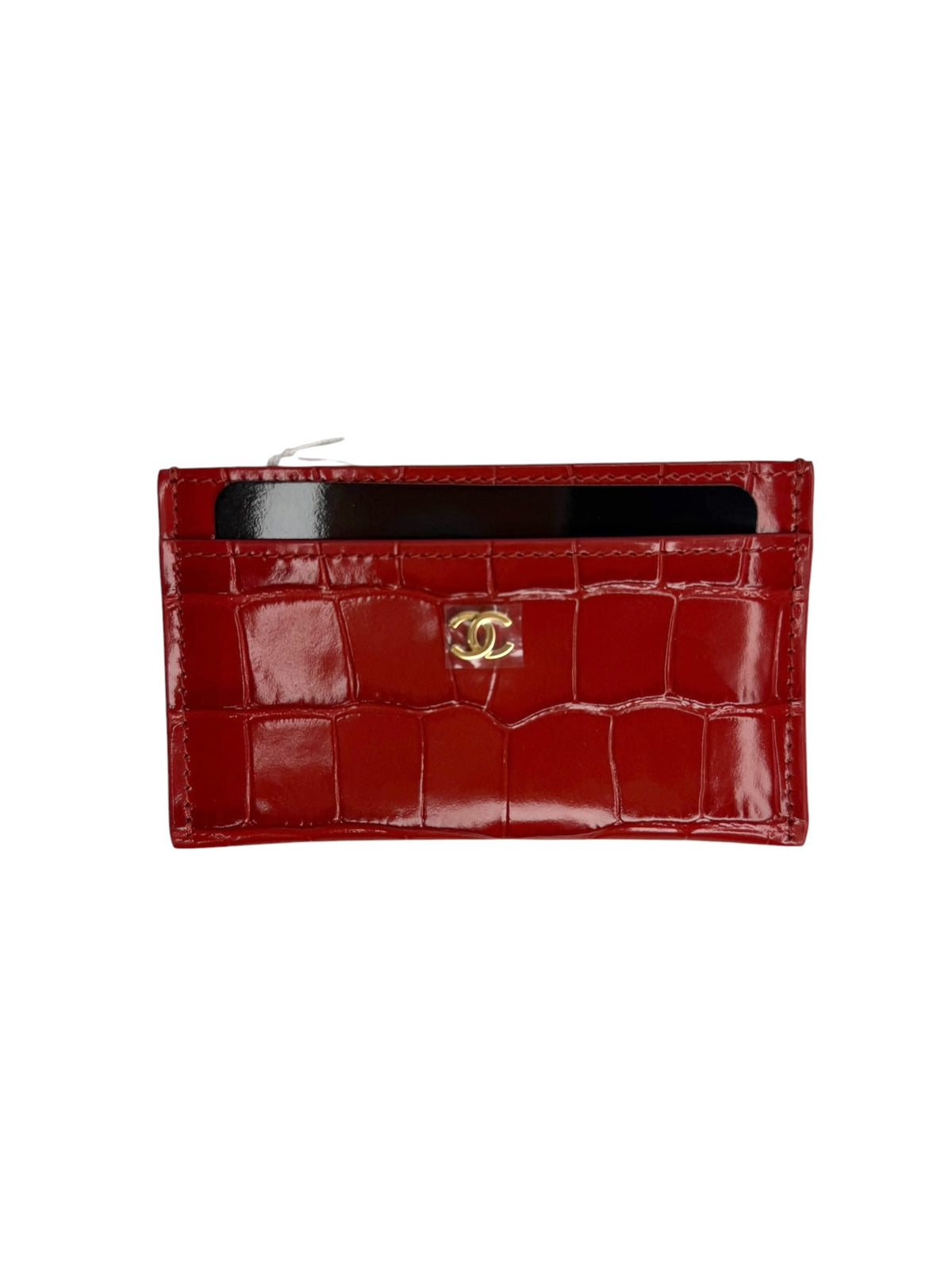 Chanel Red Crocodile Embossed Cardholder T9079