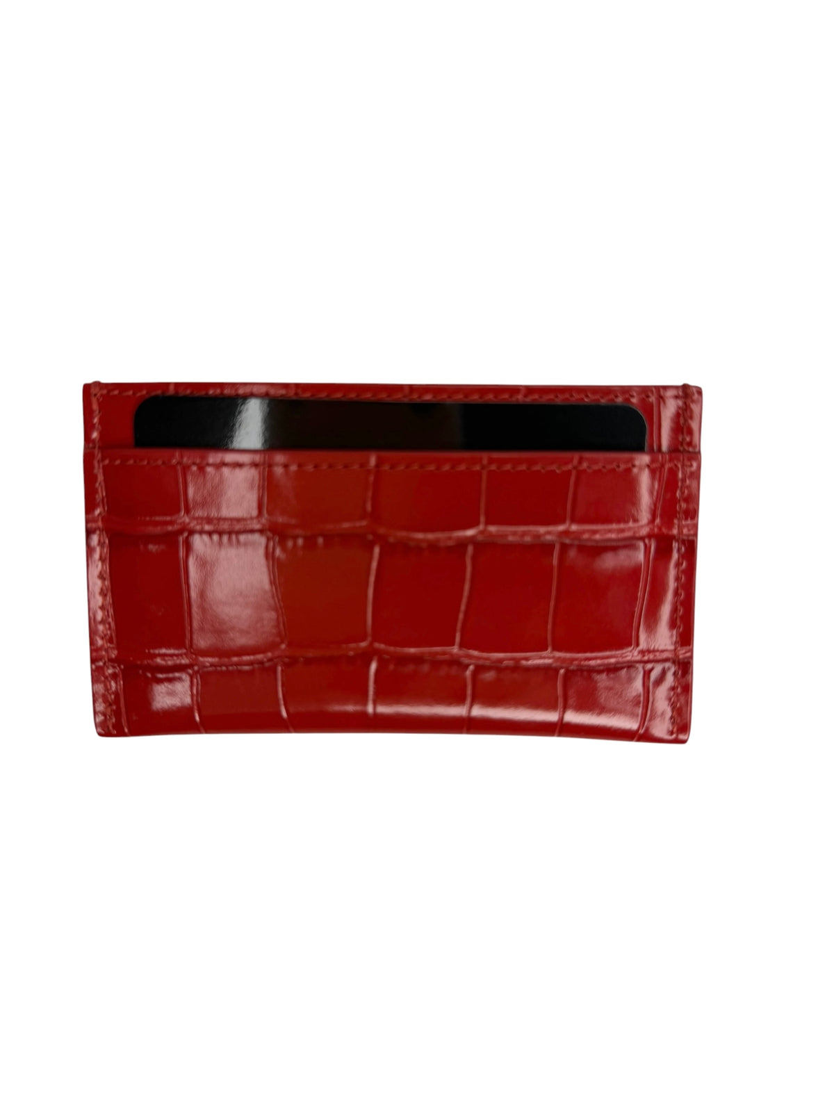 Chanel Red Crocodile Embossed Cardholder T9079
