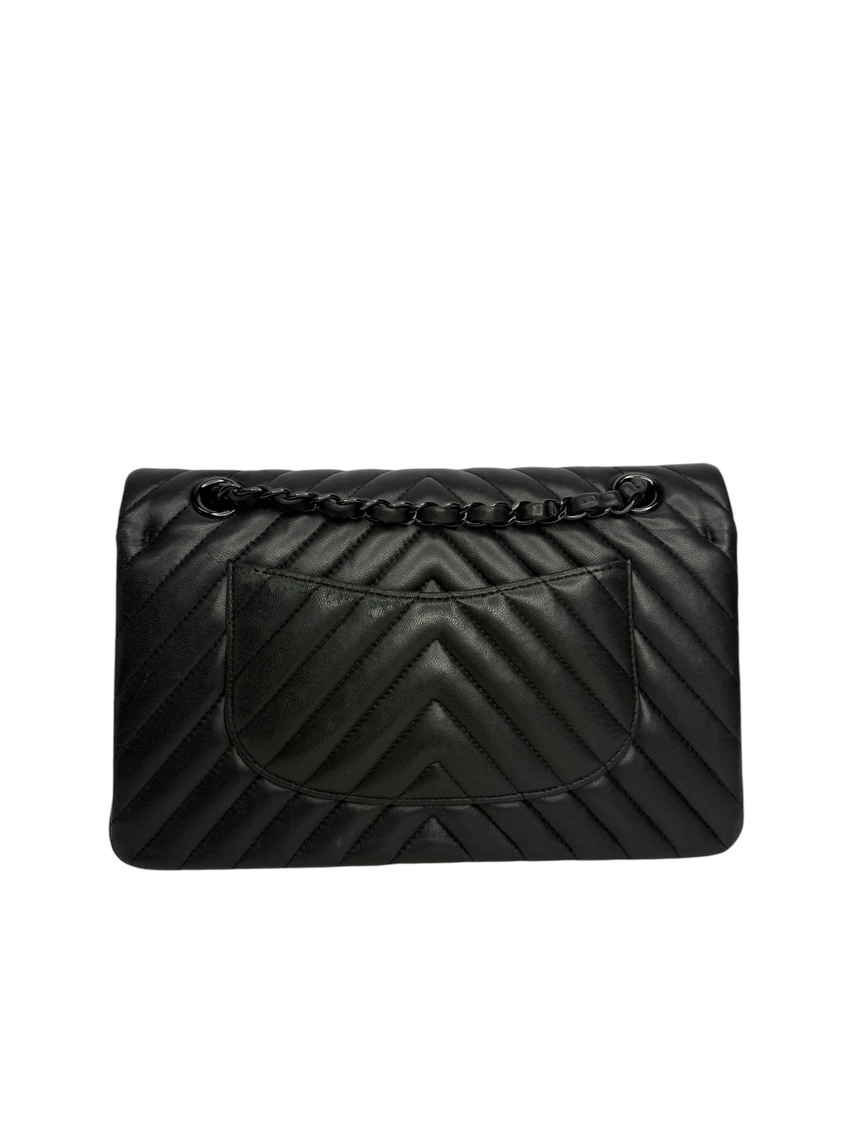 Chanel So Black Chevron Lambskin Medium Double Flap T8967