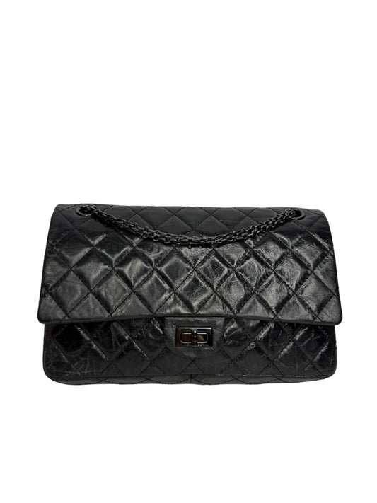 Chanel So Black Glazed Aged Calfskin Medium Reissue T8968