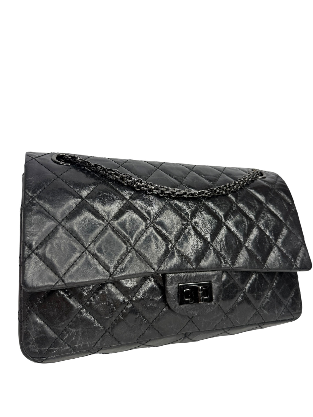Chanel So Black Glazed Aged Calfskin Medium Reissue T8968