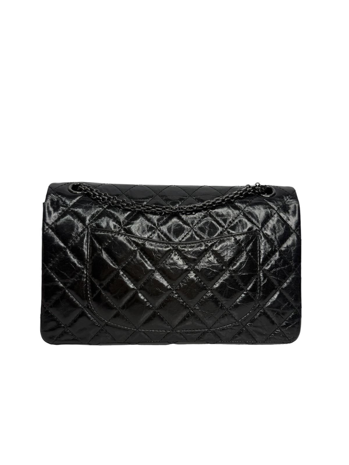 Chanel So Black Glazed Aged Calfskin Medium Reissue T8968