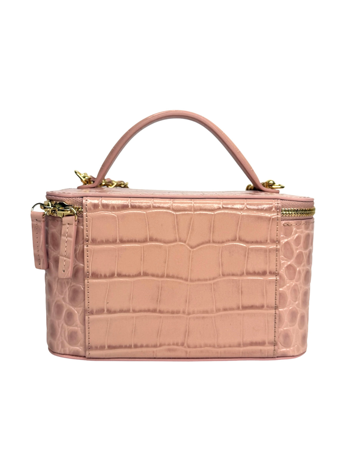 Chanel Pink Crocodile Embossed Top Handle Vanity T8997