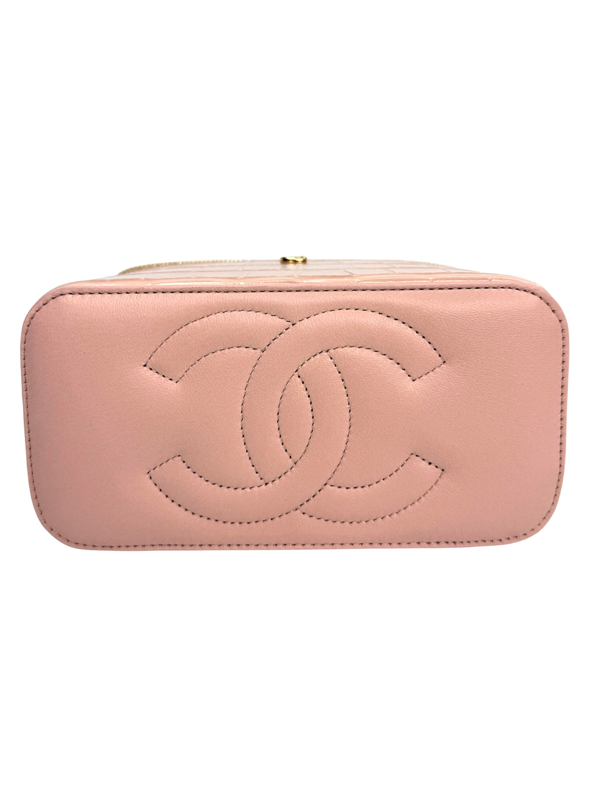 Chanel Pink Crocodile Embossed Top Handle Vanity T8997