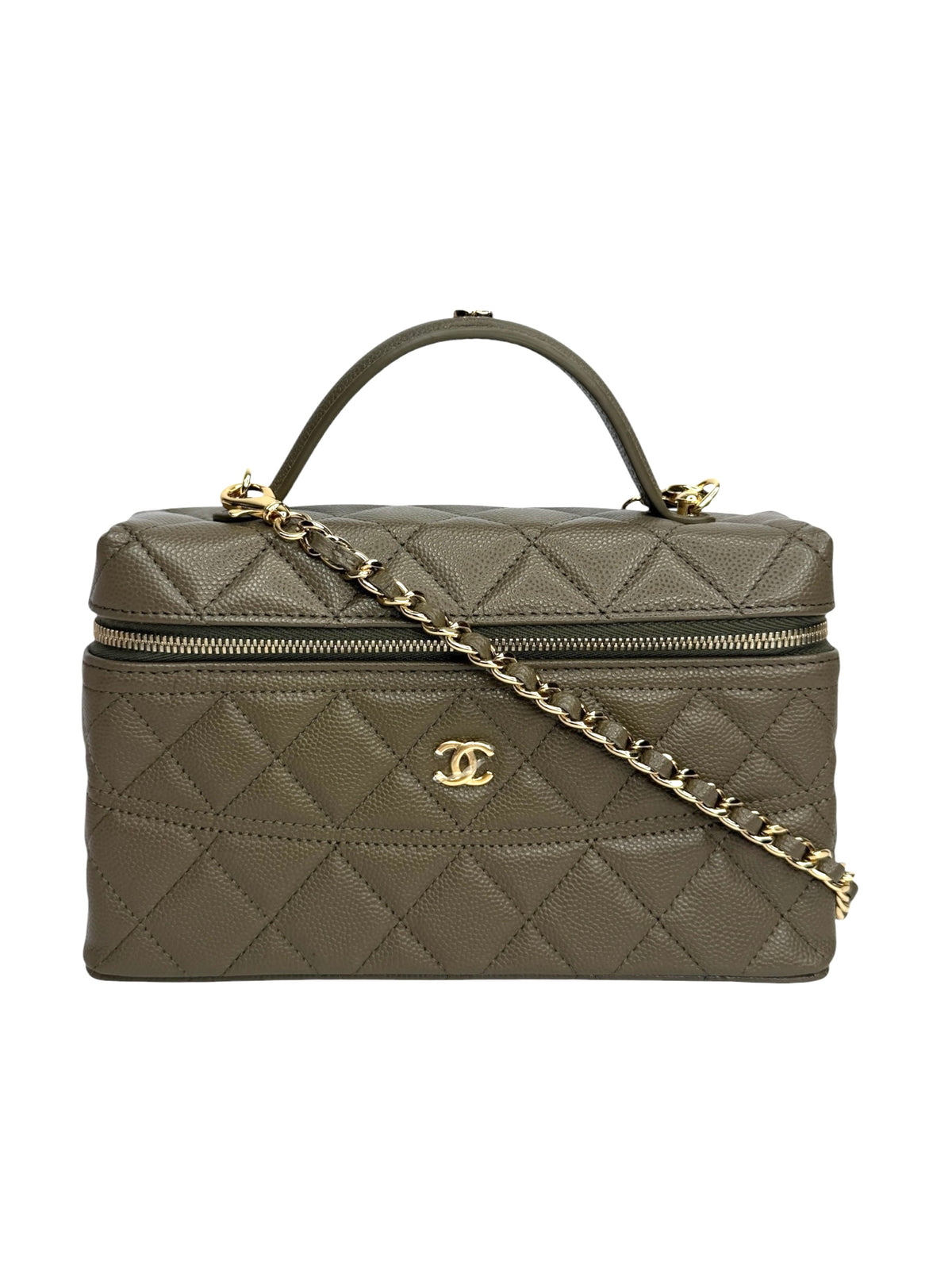 Chanel Caviar Slim Vanity Etoupe T8998