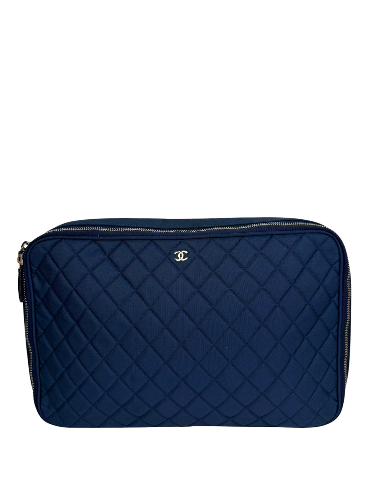 Chanel Blue Quilted Nylon Laptop Case T9169