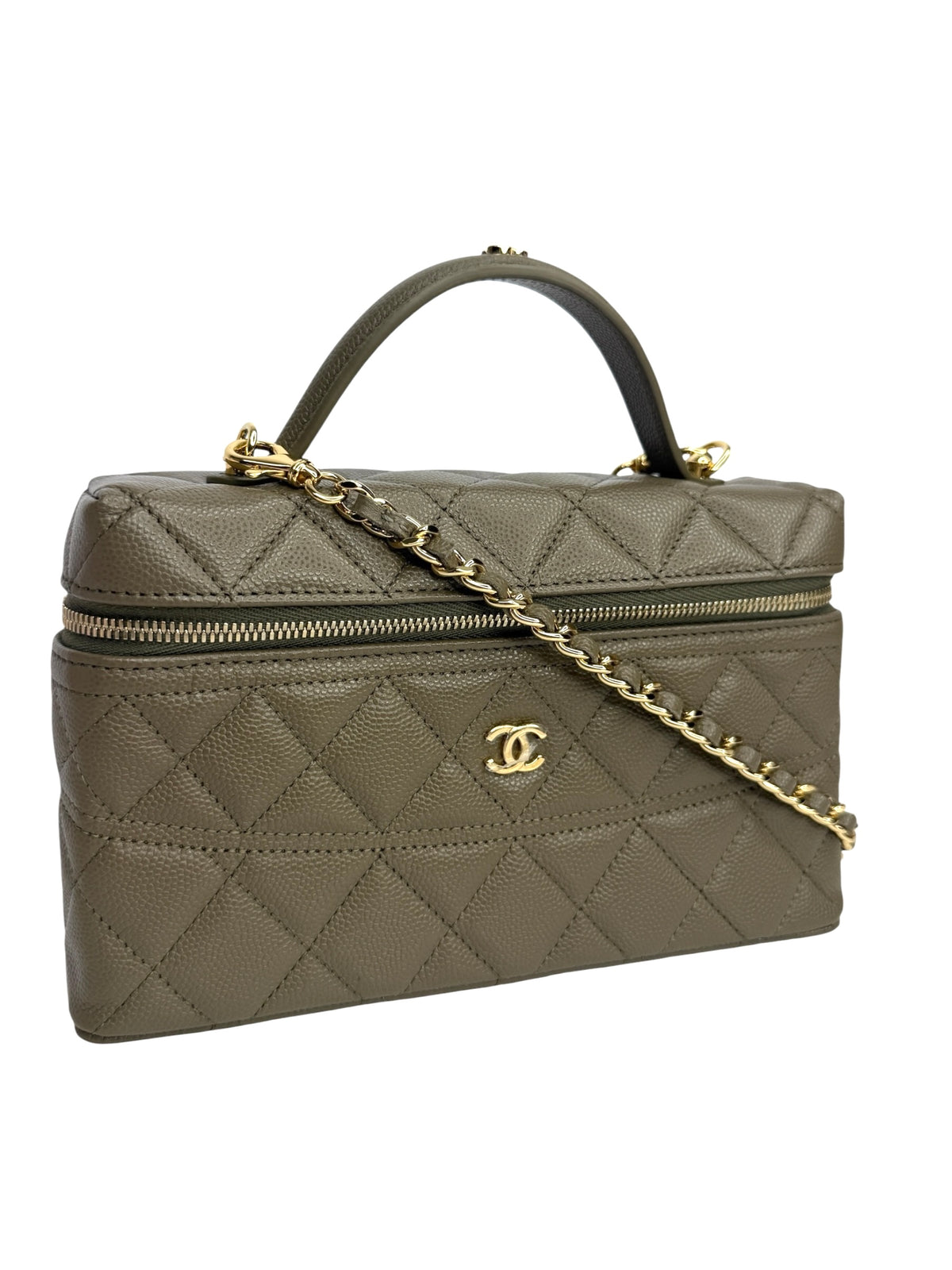 Chanel Caviar Slim Vanity Etoupe T8998