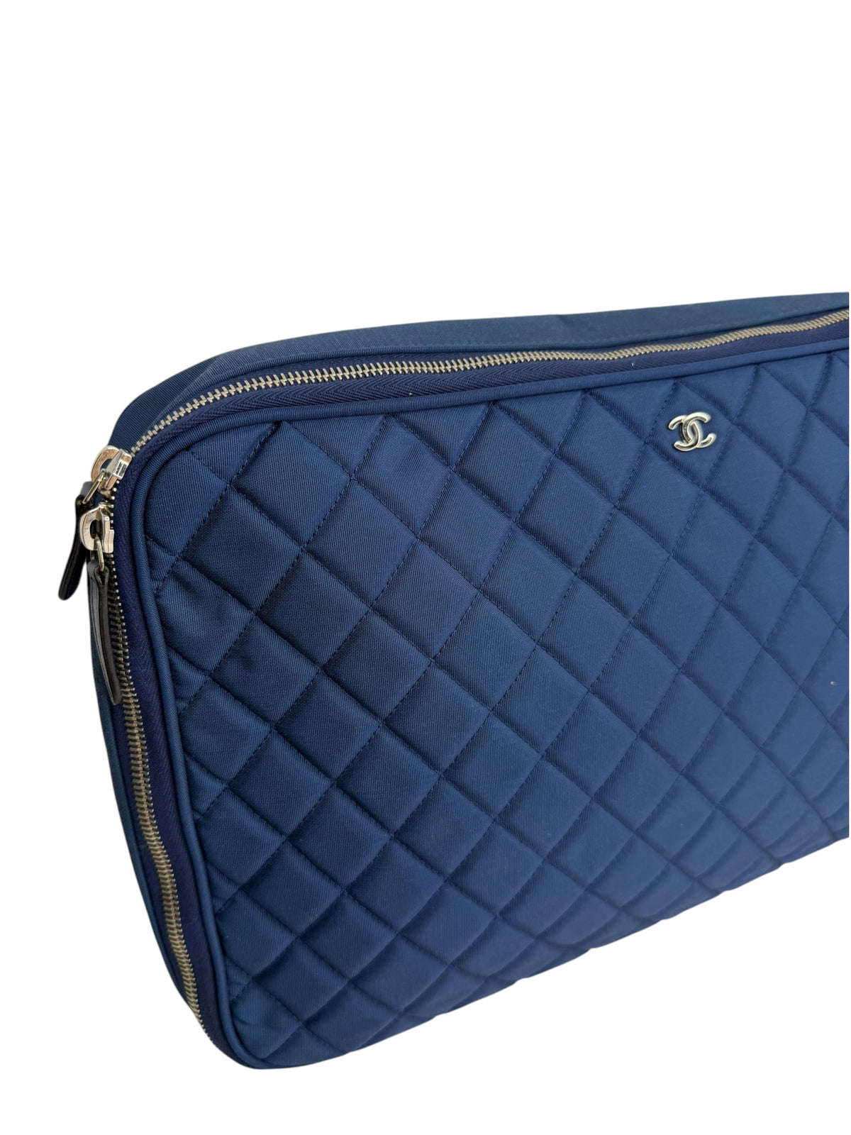 Chanel Blue Quilted Nylon Laptop Case T9169