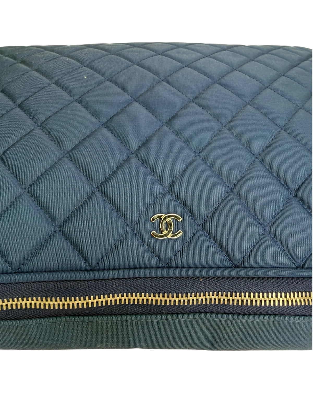 Chanel Blue Quilted Nylon Laptop Case T9169