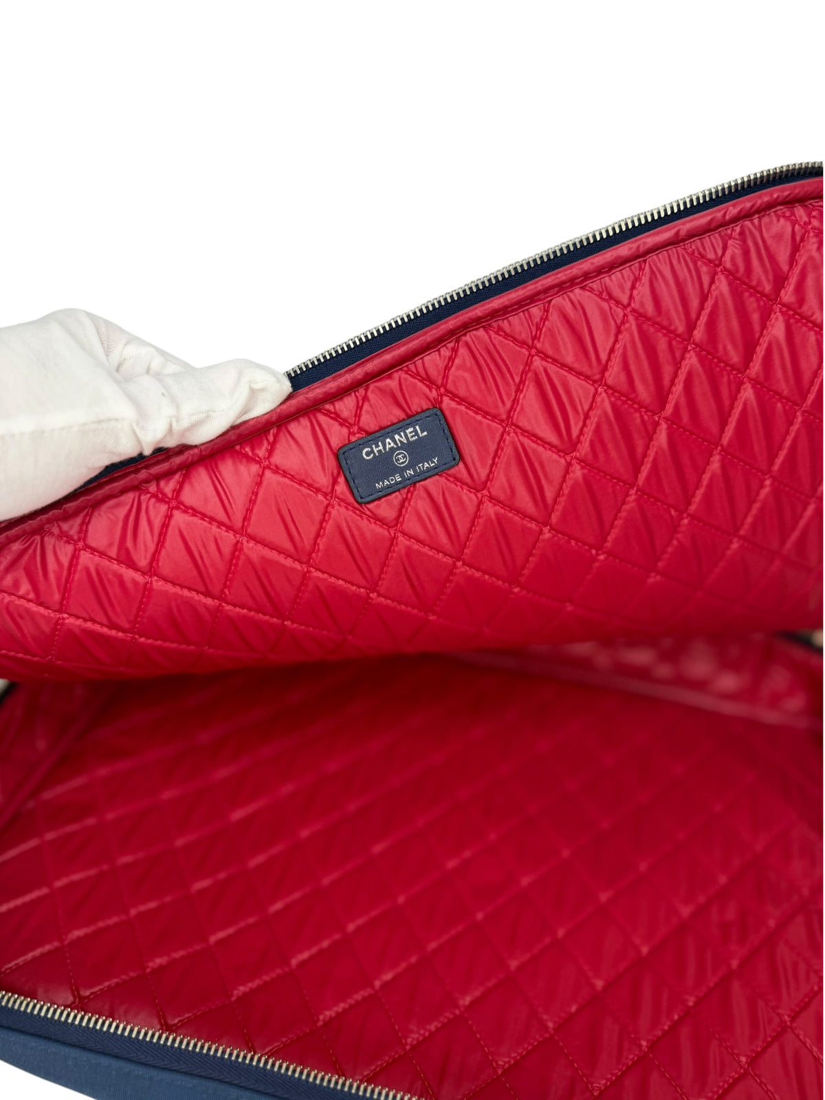 Chanel Blue Quilted Nylon Laptop Case T9169