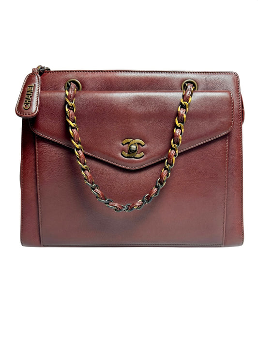Chanel Vintage Front Pocket Tote Burgundy