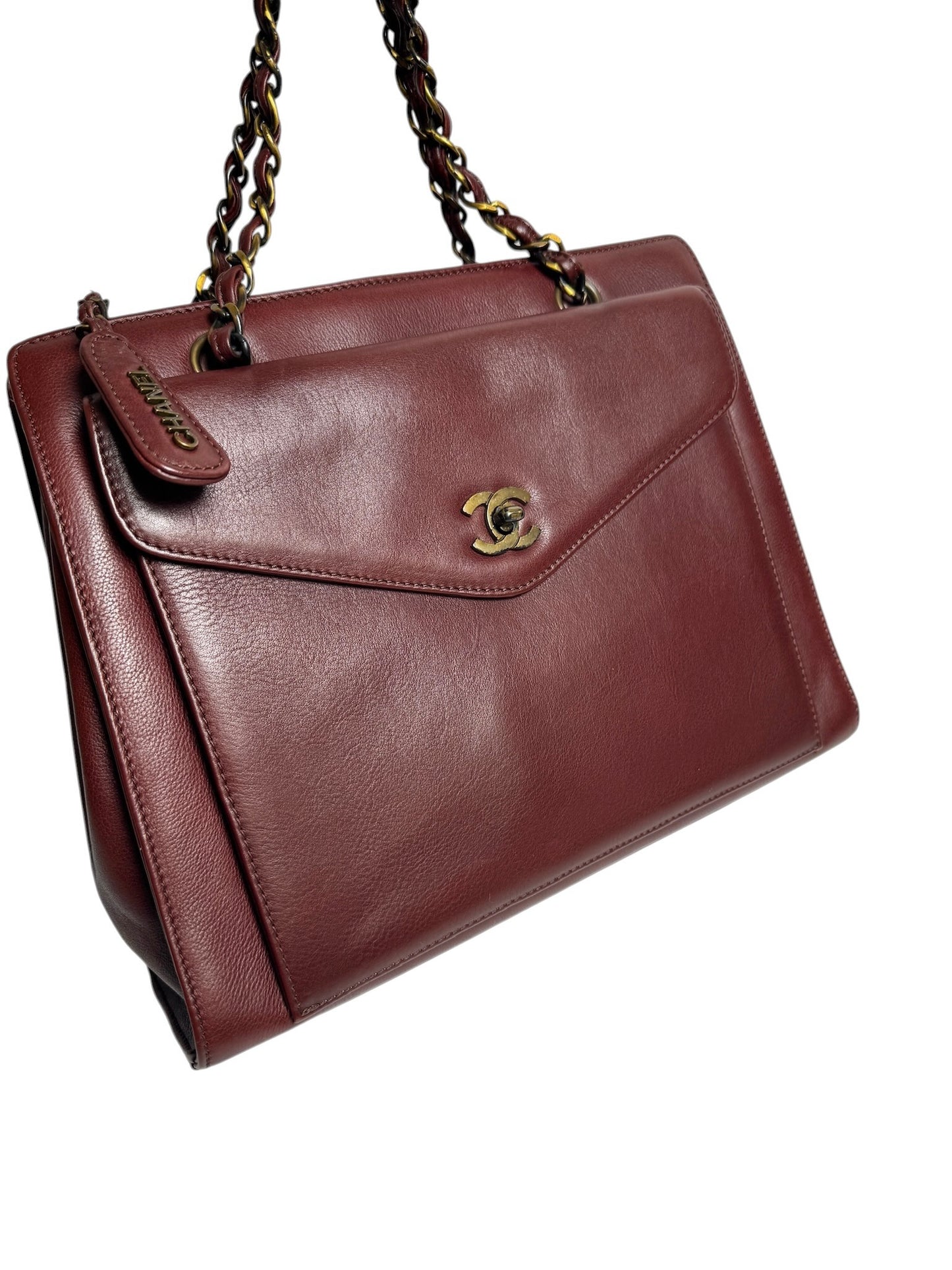 Chanel Vintage Front Pocket Tote Burgundy