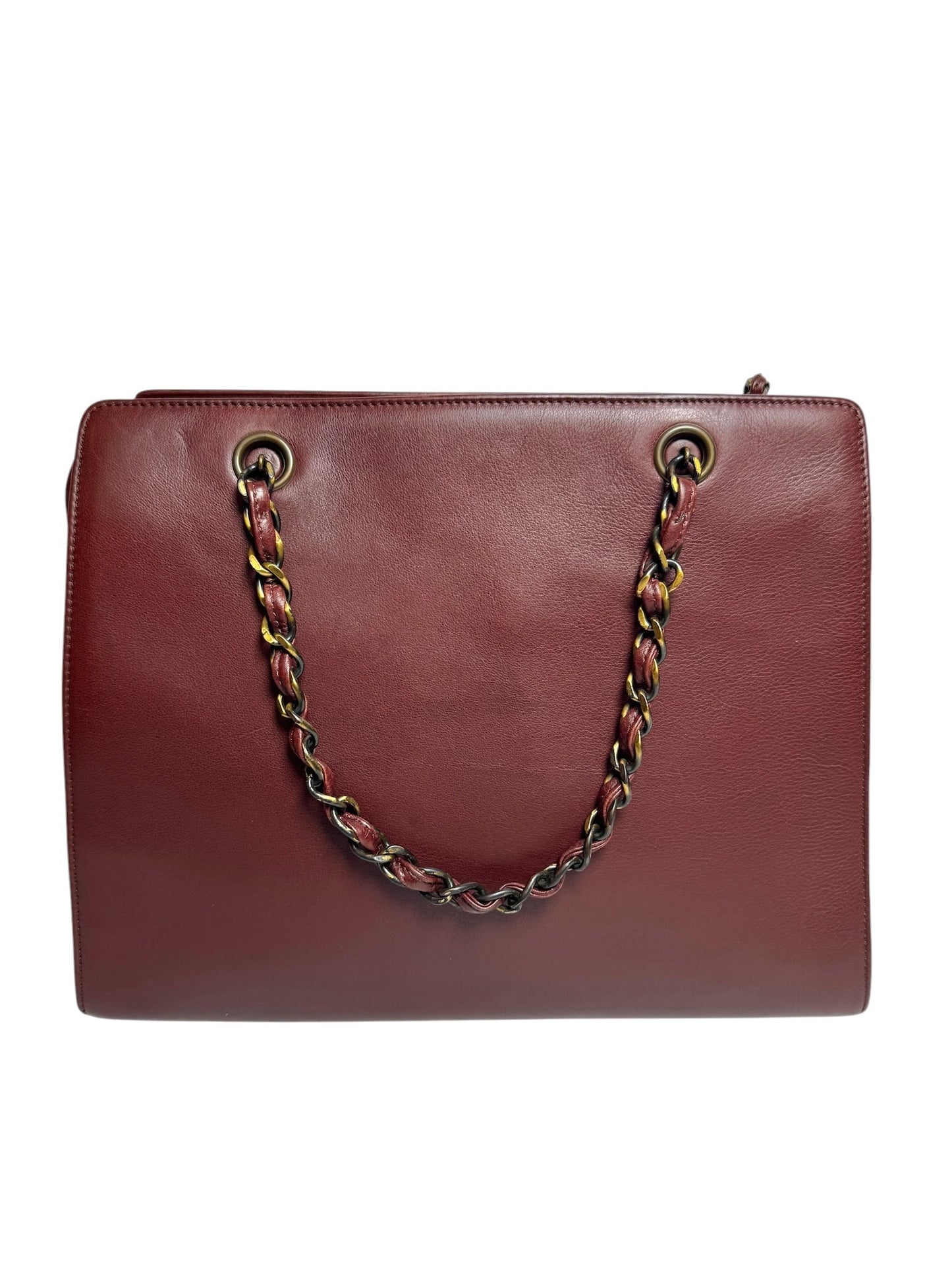 Chanel Vintage Front Pocket Tote Burgundy