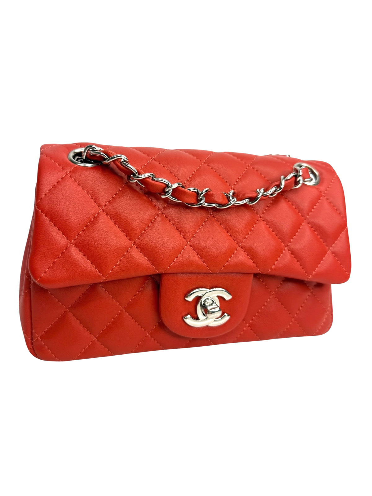 Chanel Mini Red Classic Single Flap SHW T9012
