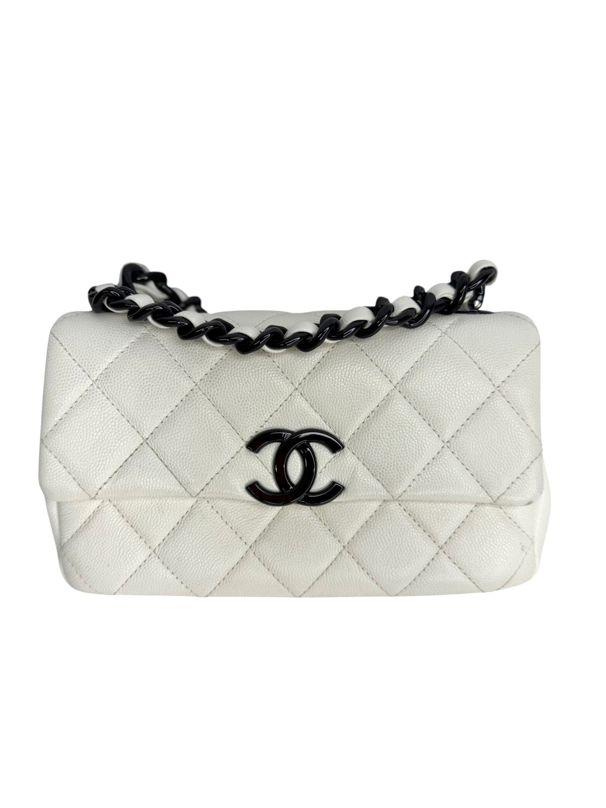 Chanel Quilted White Caviar My Everything Small Flap T9149
