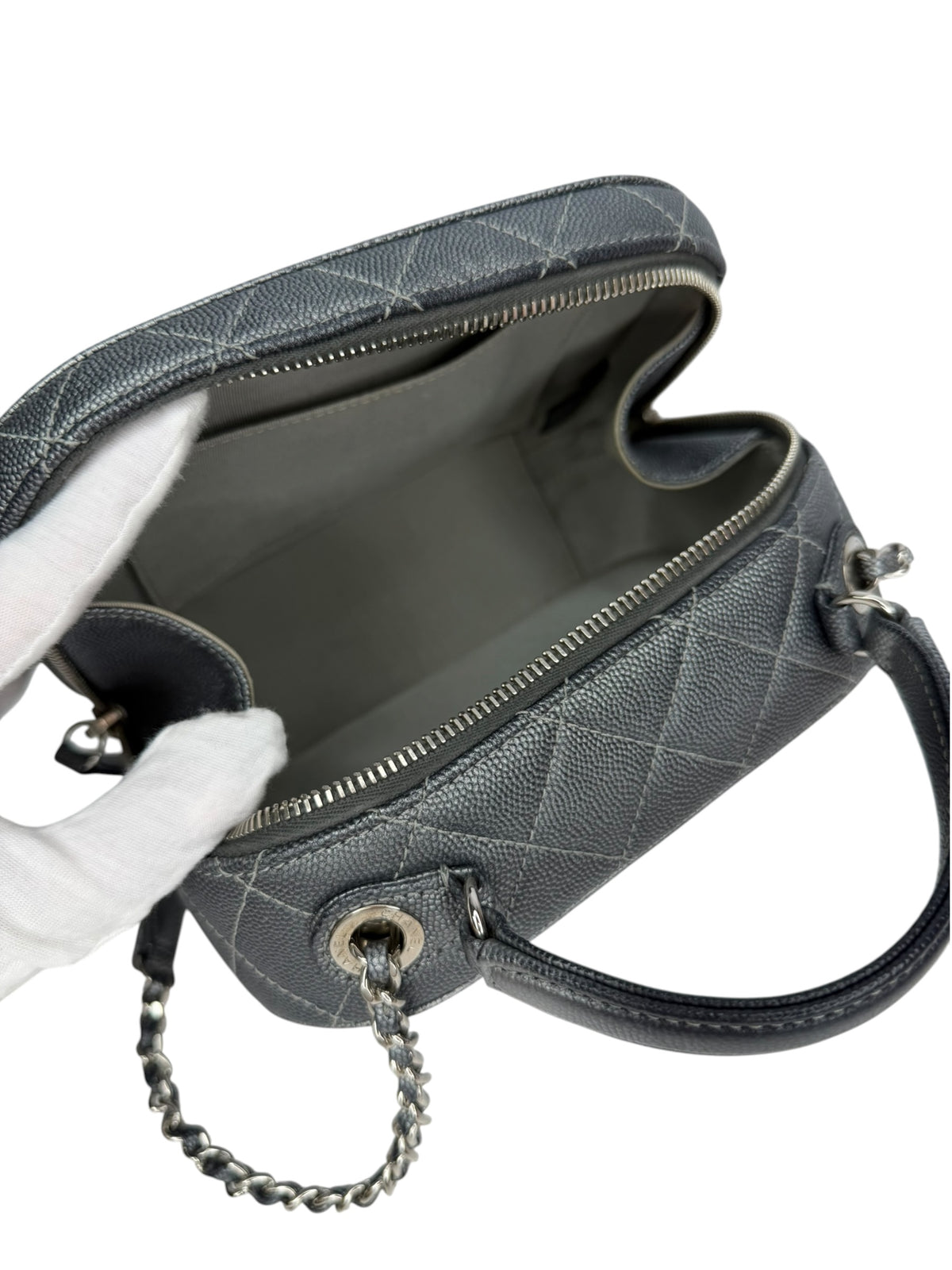 Chanel Metallic Caviar Small Coco Curve Vanity Bag T9170