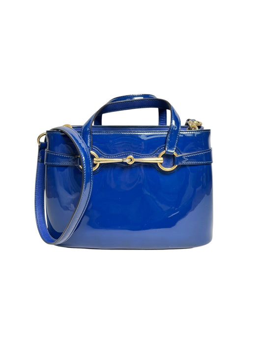 Gucci Patent Blue Bright Bit Tote Small