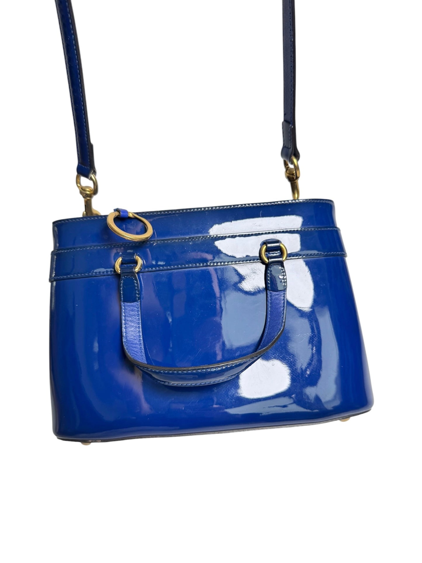 Gucci Patent Blue Bright Bit Tote Small