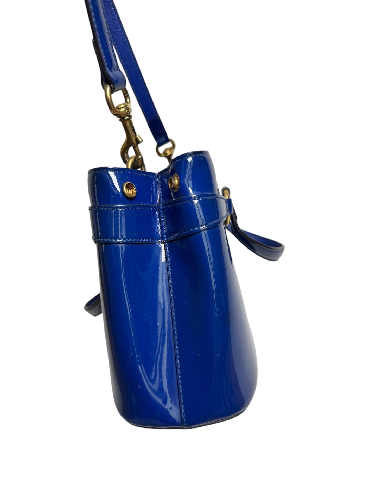 Gucci Patent Blue Bright Bit Tote Small