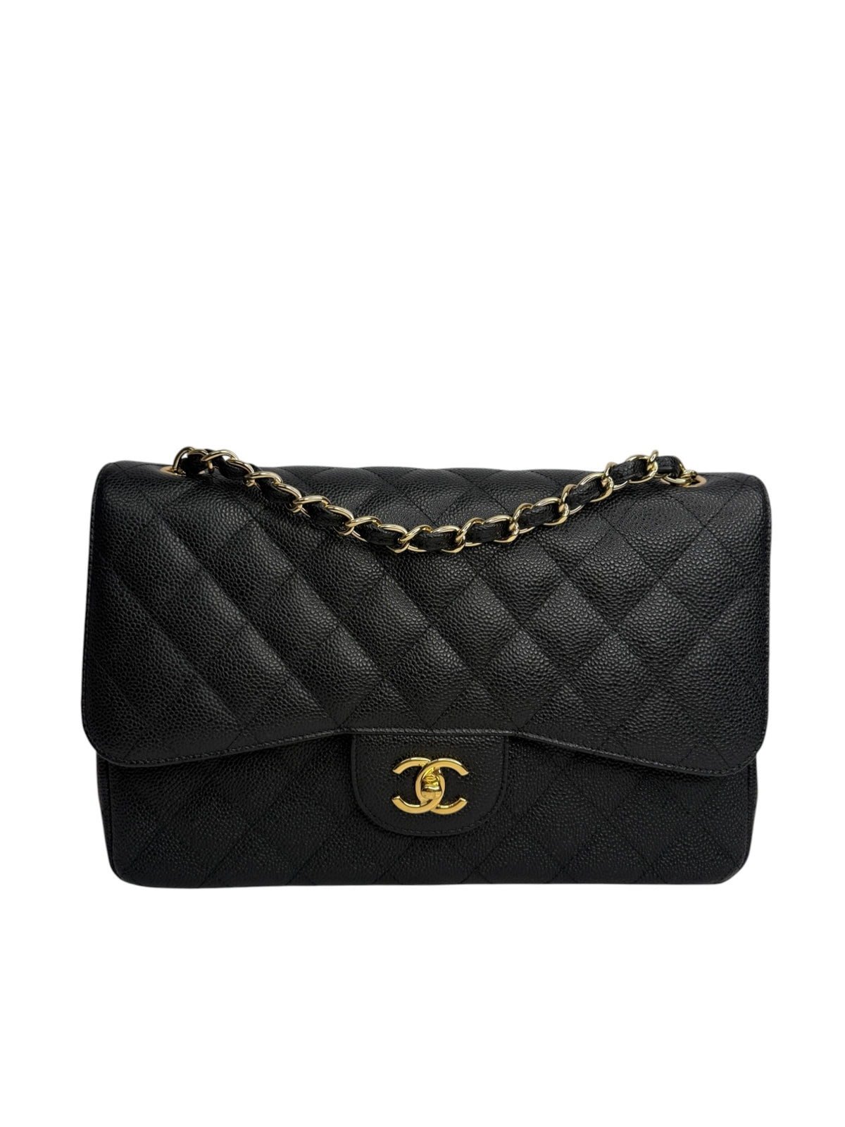 Chanel Black Caviar Jumbo Classic Double Flap GHW T9019