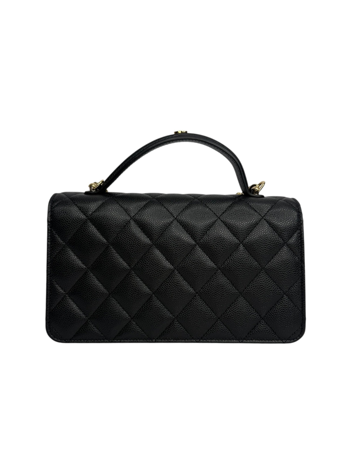 Chanel Black Quilted Caviar Top Handle Crossbody T1139