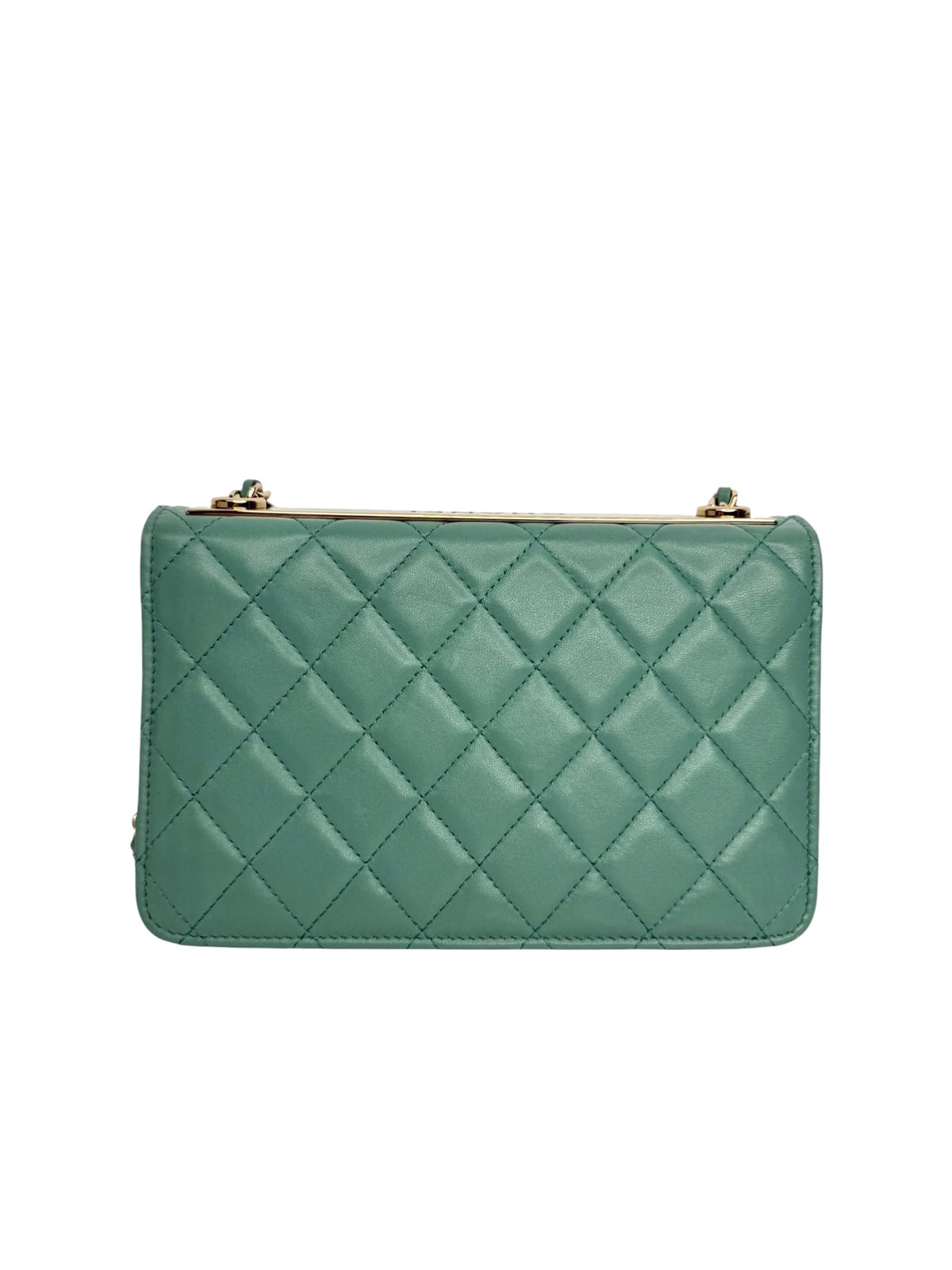 Chanel Green Quilted Lambskin Trendy CC Wallet On Chain T8925
