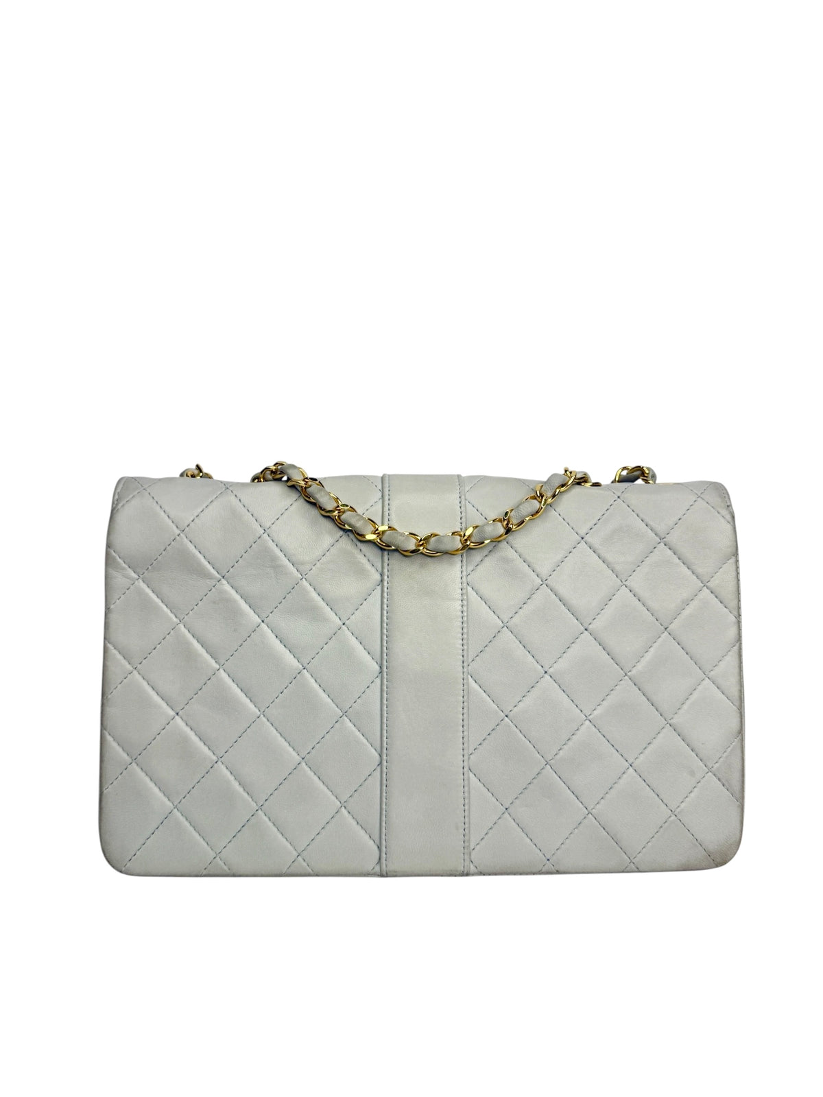 Chanel Light Gray Lambskin Vintage Single Flap T8936