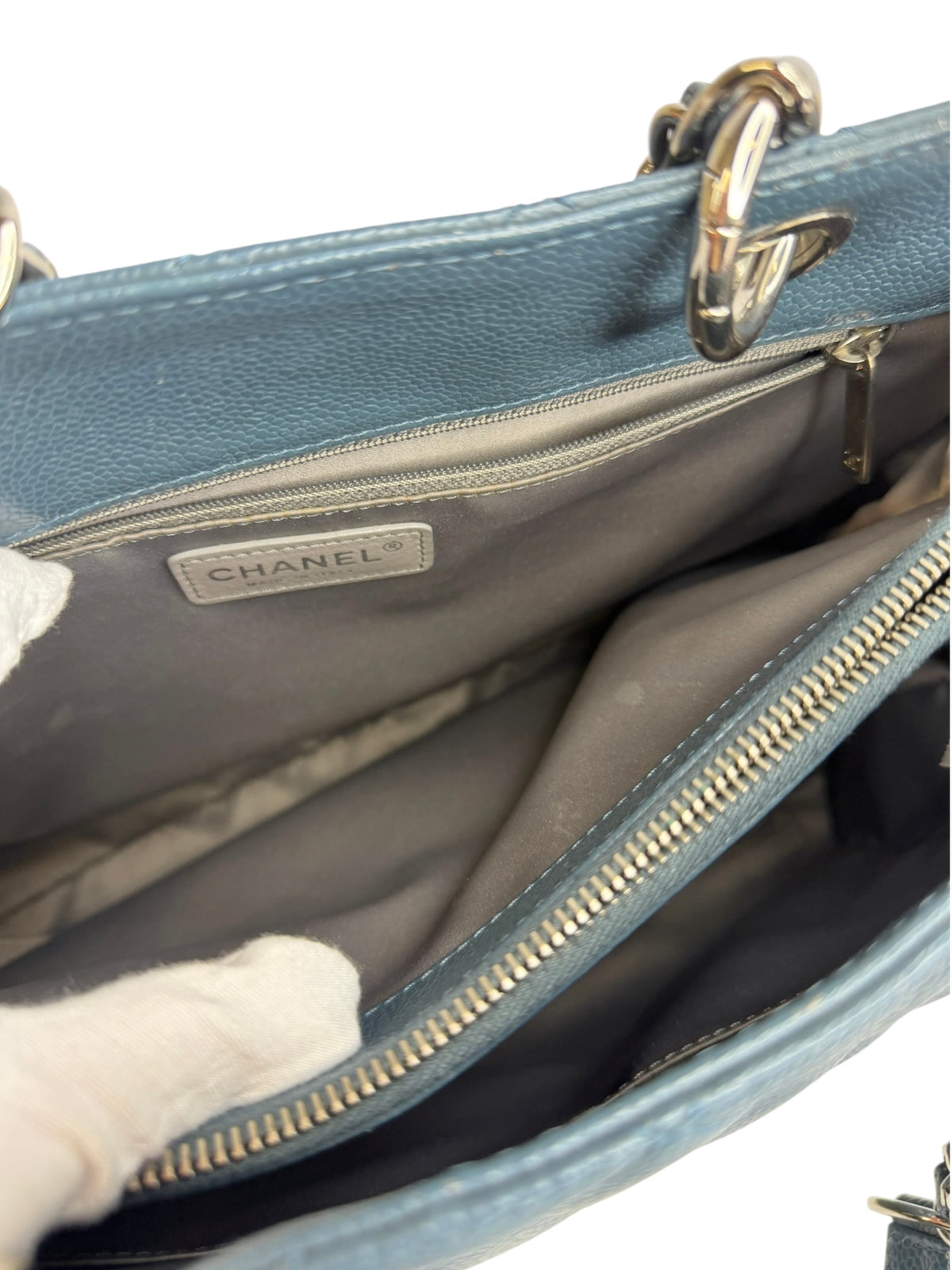 Chanel Blue Caviar Grand Shopping Tote SHW T9162