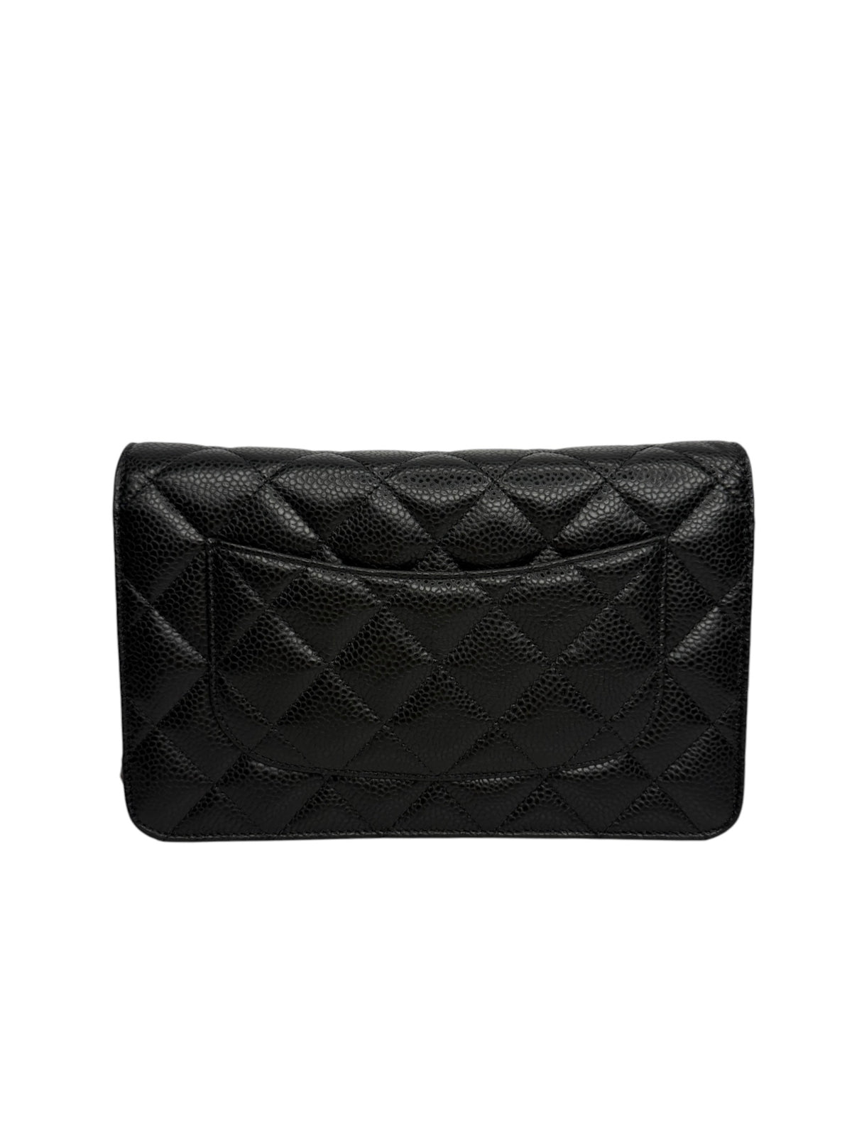 Chanel Black Caviar Turnlock Wallet On Chain T9001