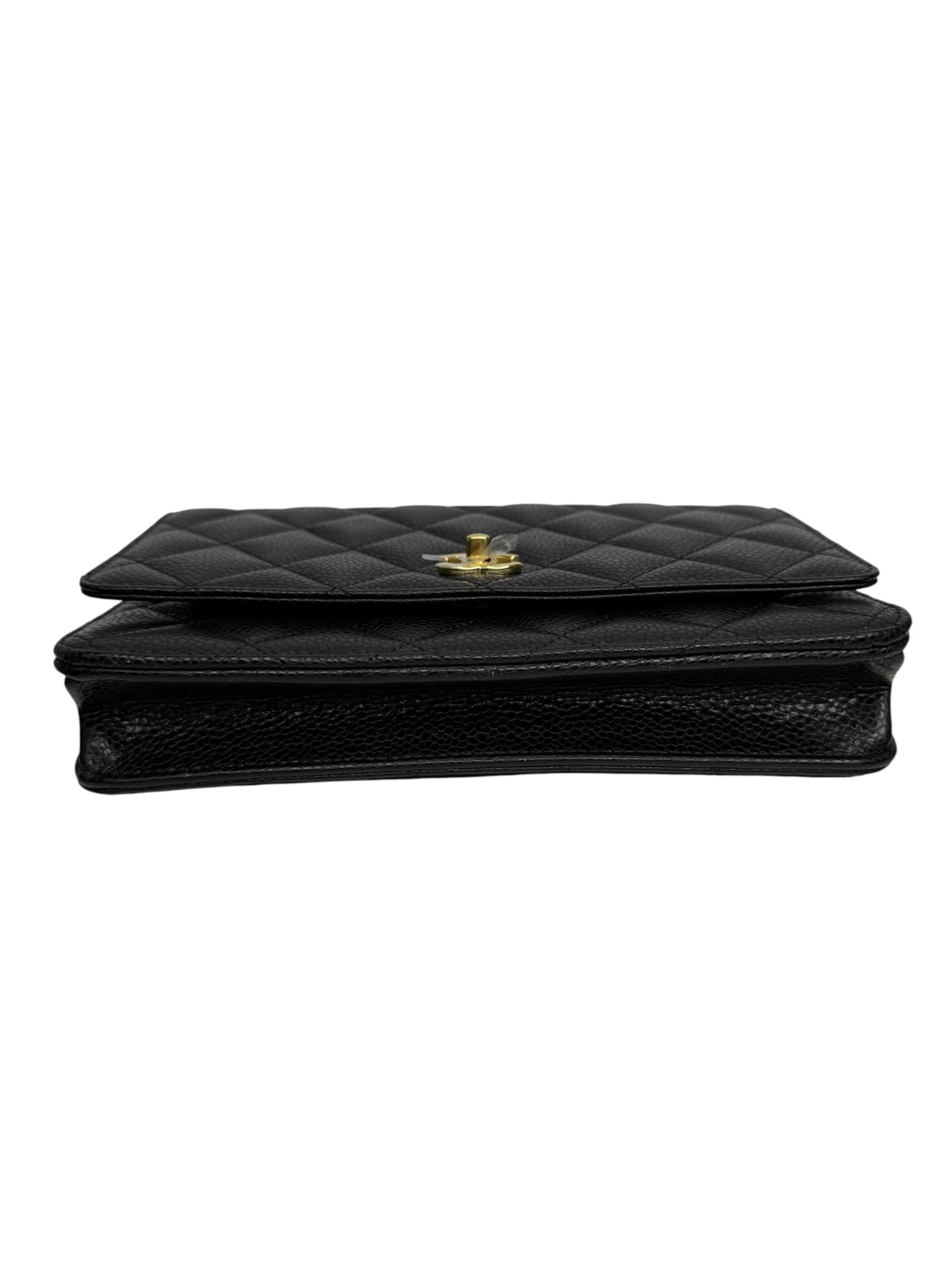 Chanel Black Caviar Turnlock Wallet On Chain T9001