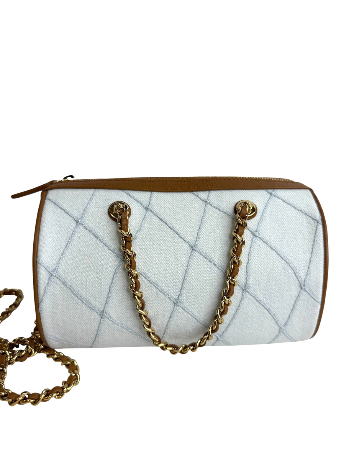 Chanel Coco Beach Mini Denim Bowling Bag T9239