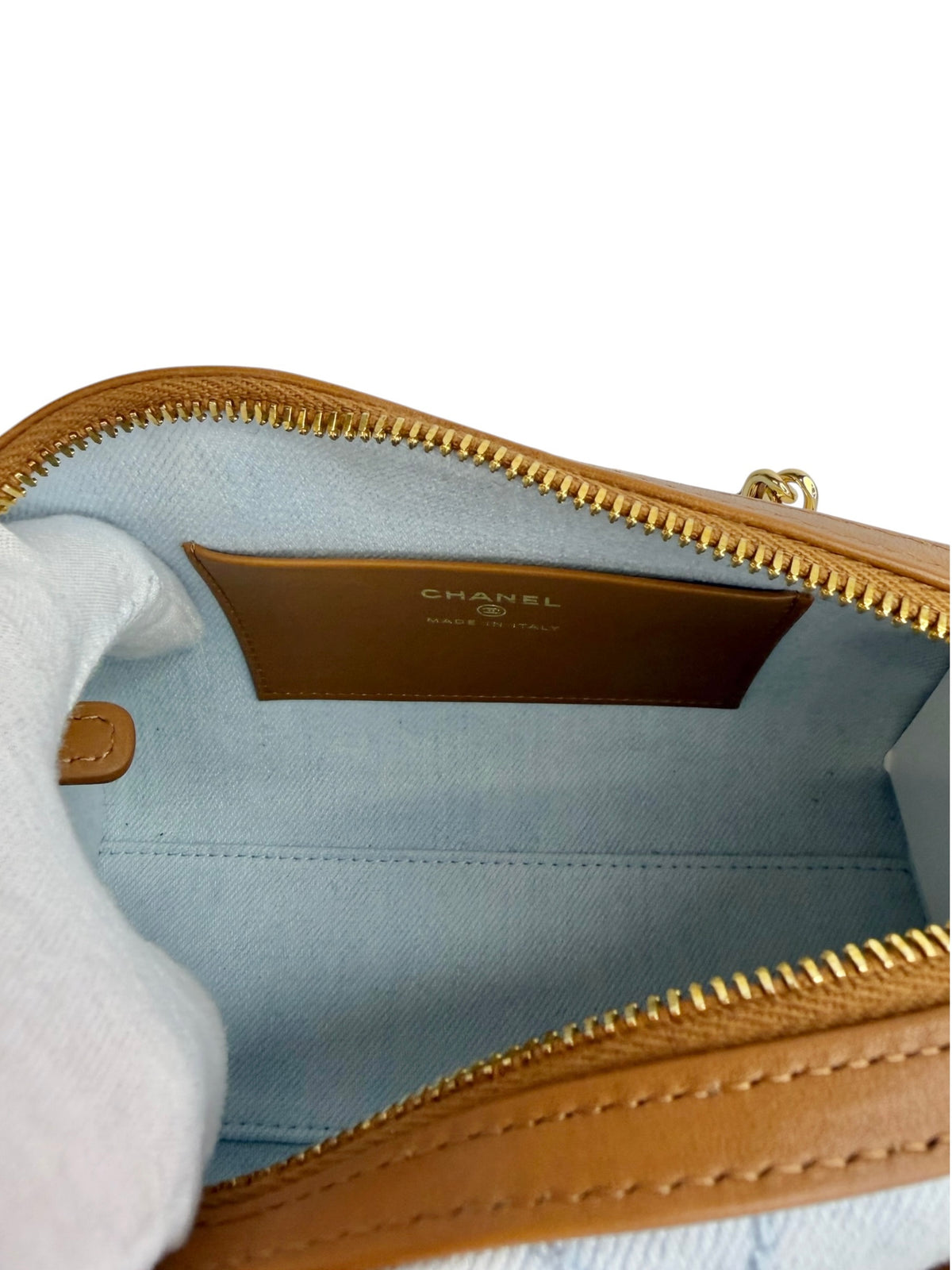 Chanel Coco Beach Mini Denim Bowling Bag T9239