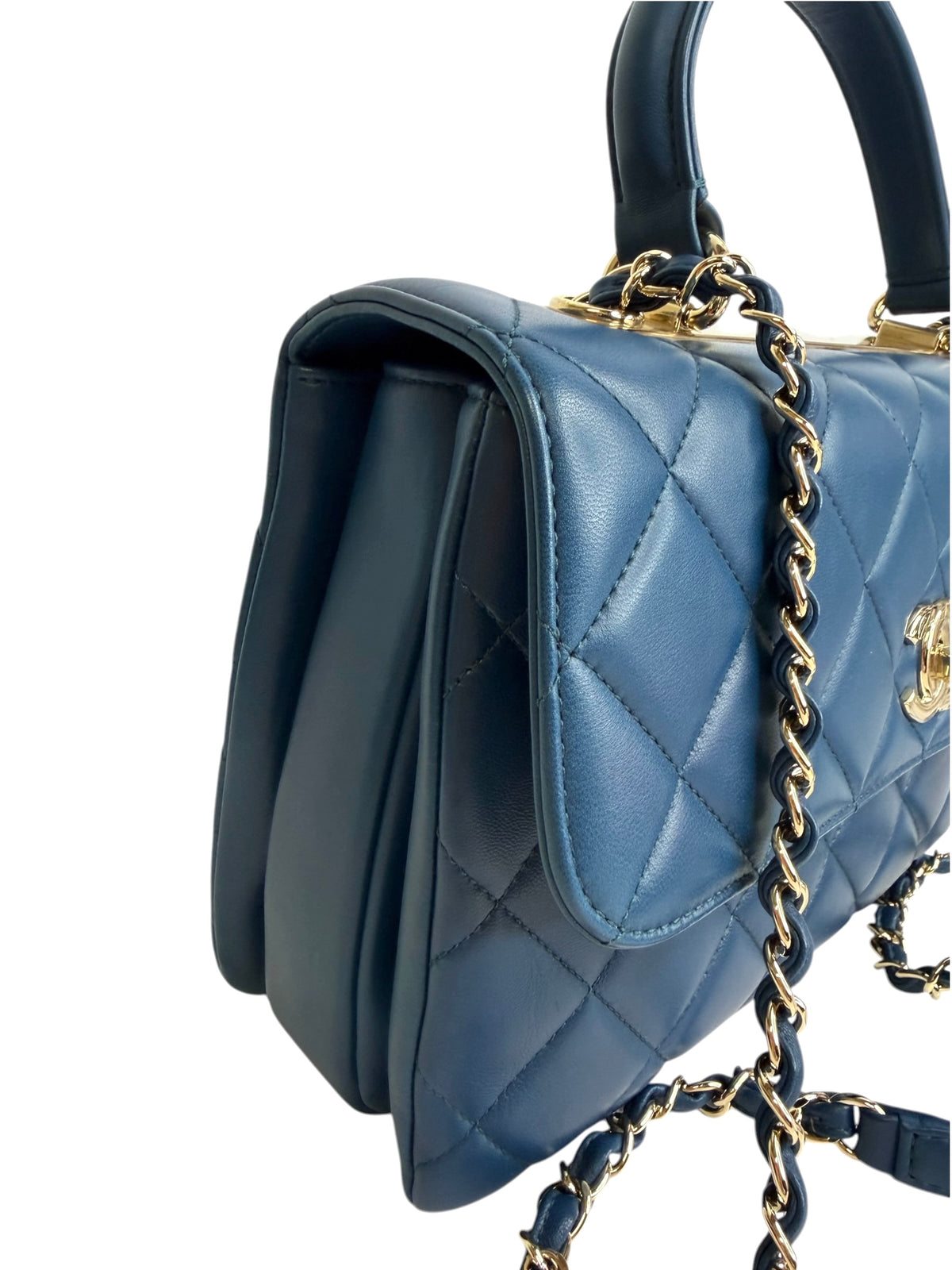 Chanel Medium Trendy CC Top Handle Blue Lambskin Bag T9185