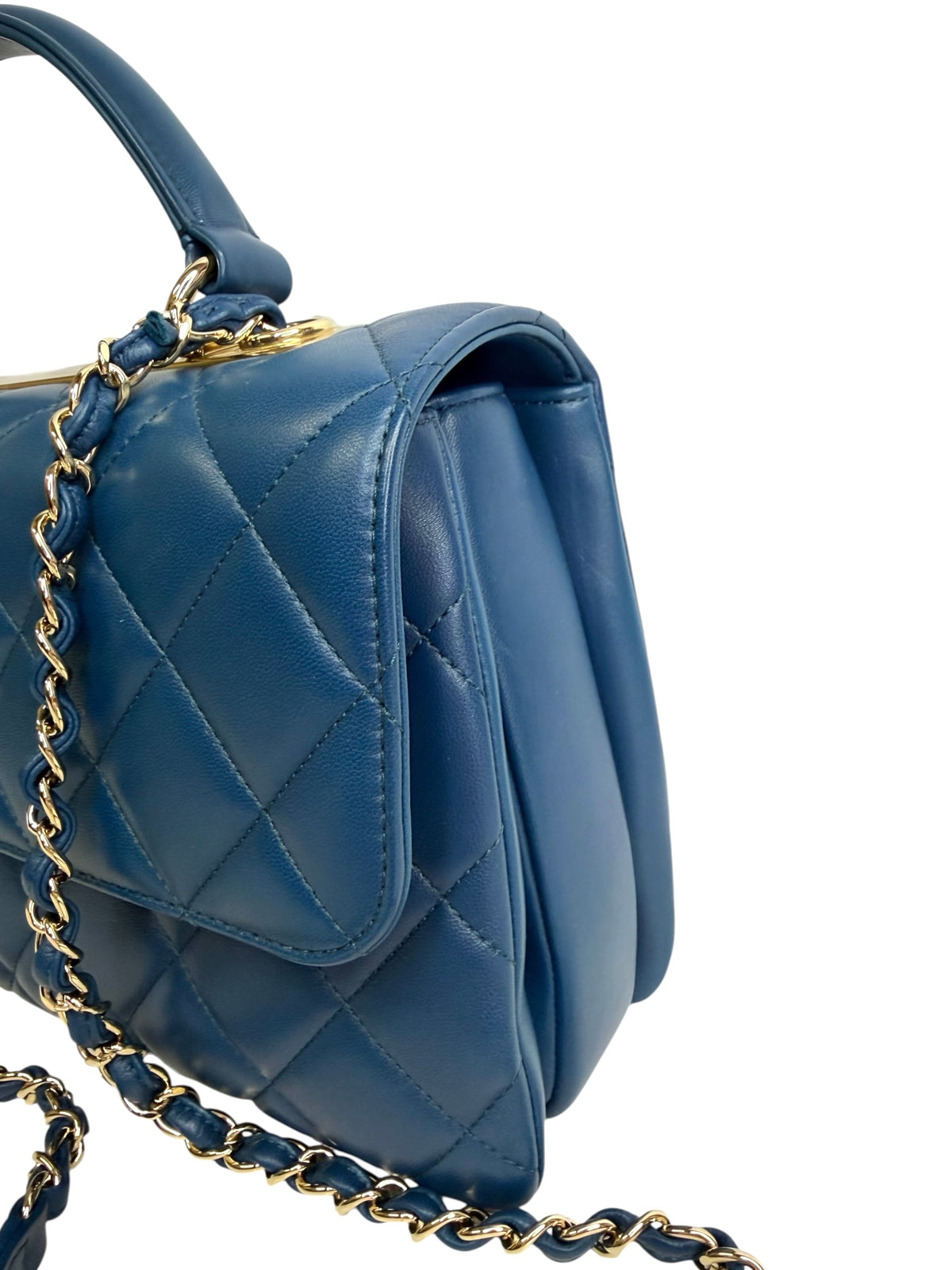 Chanel Medium Trendy CC Top Handle Blue Lambskin Bag T9185