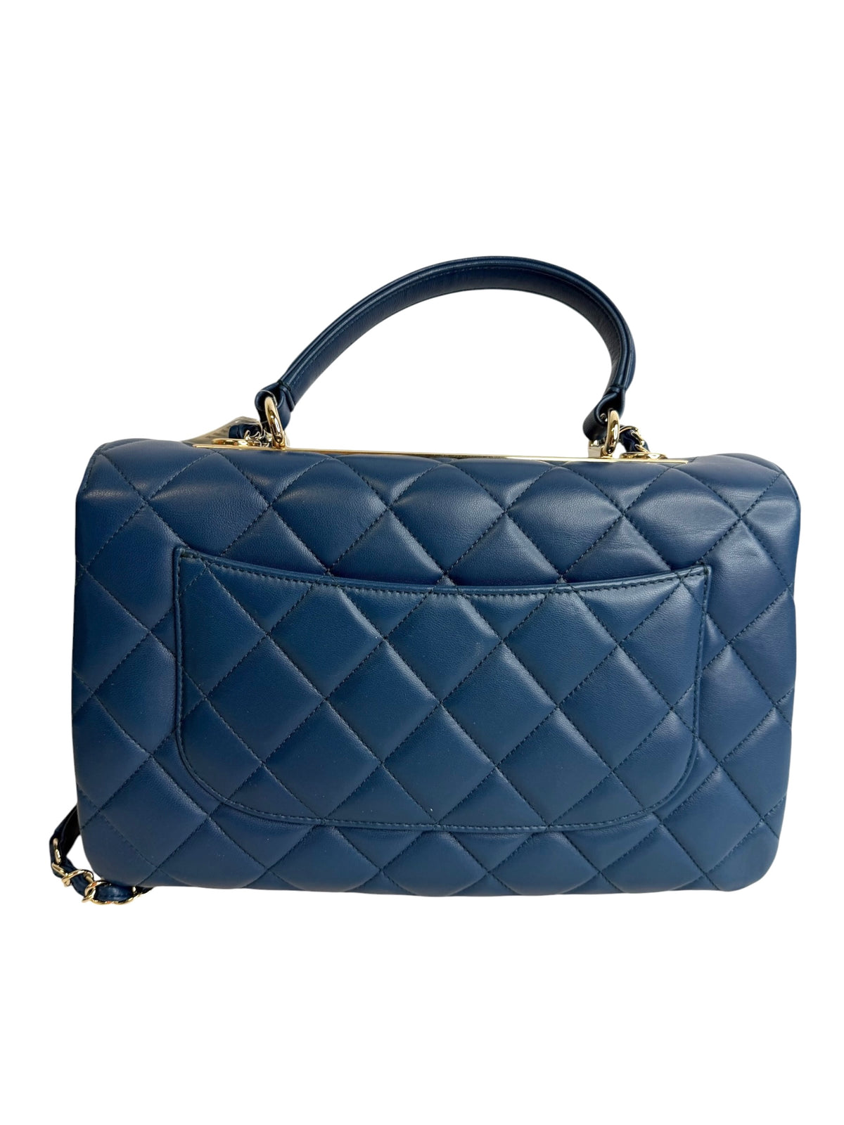 Chanel Medium Trendy CC Top Handle Blue Lambskin Bag T9185