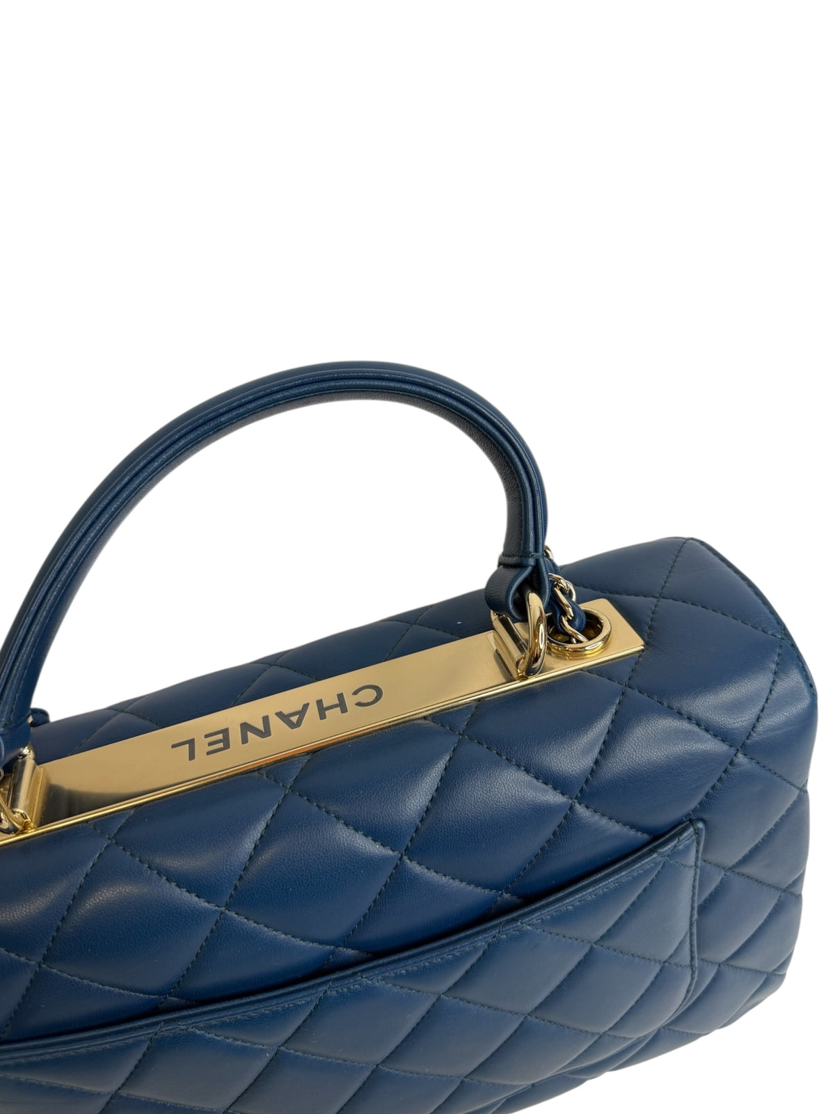 Chanel Medium Trendy CC Top Handle Blue Lambskin Bag T9185