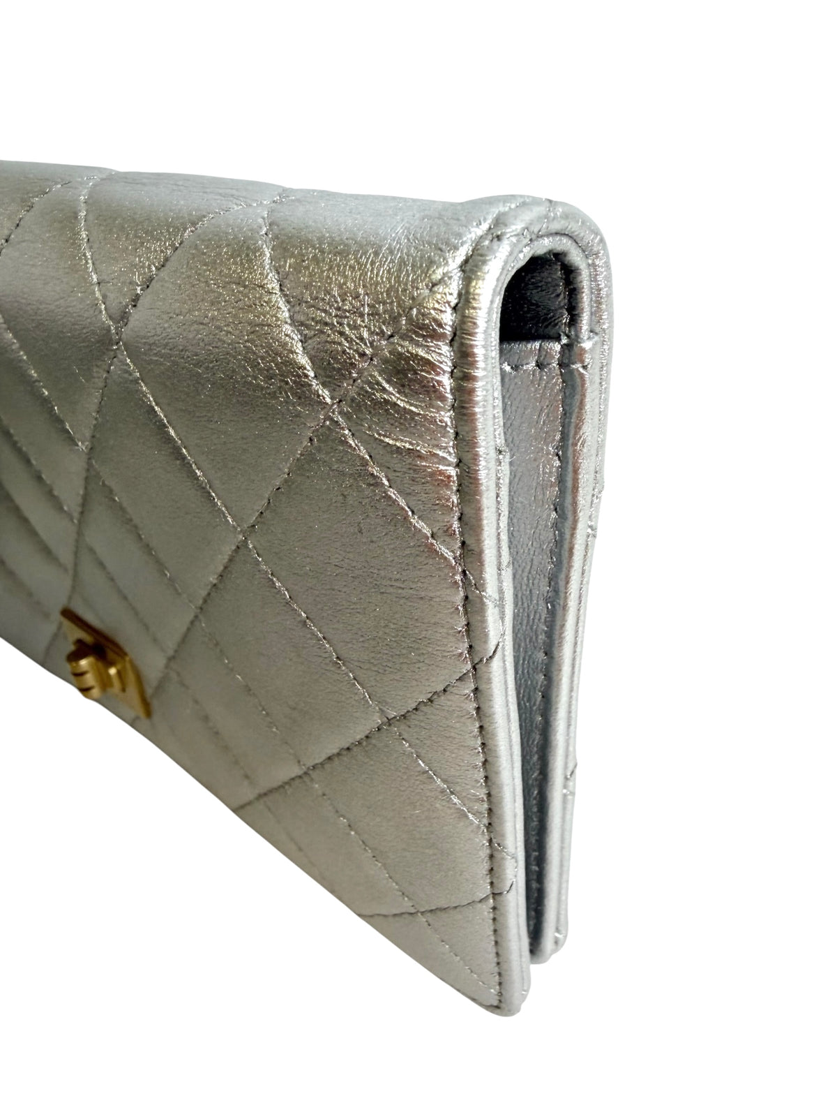 Chanel Silver Metallic Reissue Wallet T9176