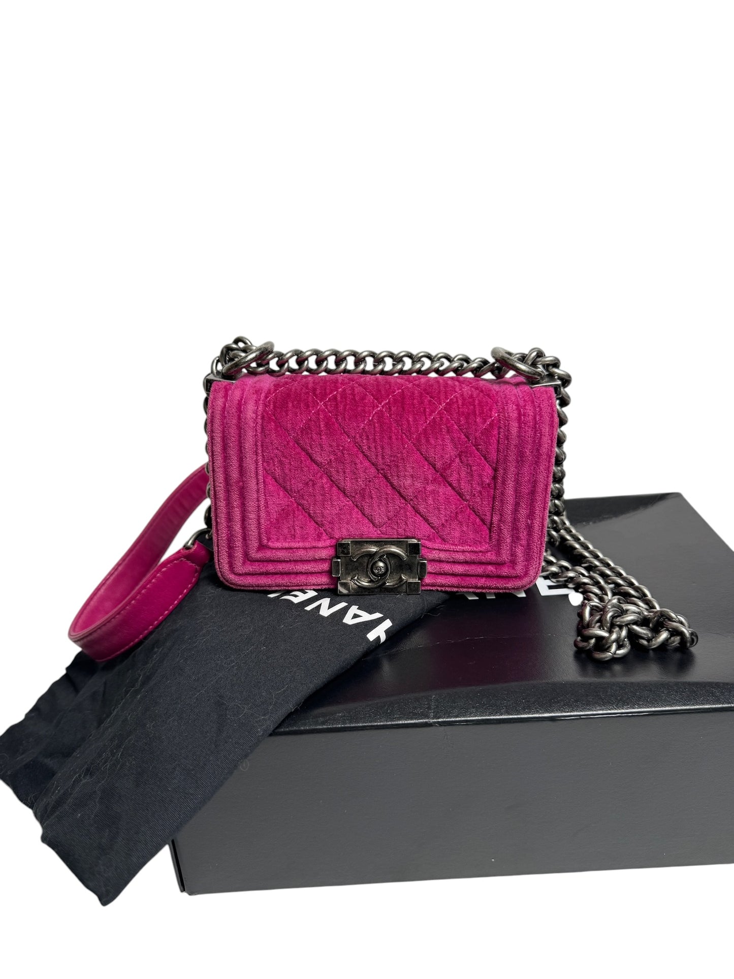 Chanel Mini Pink Velvet Boy Bag