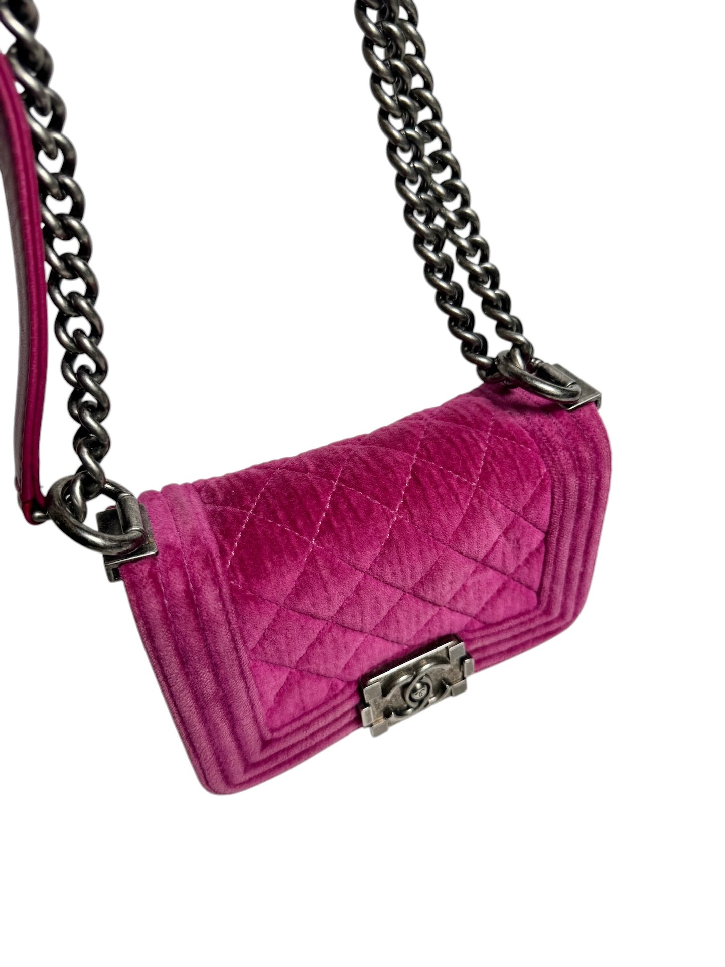 Chanel Mini Pink Velvet Boy Bag