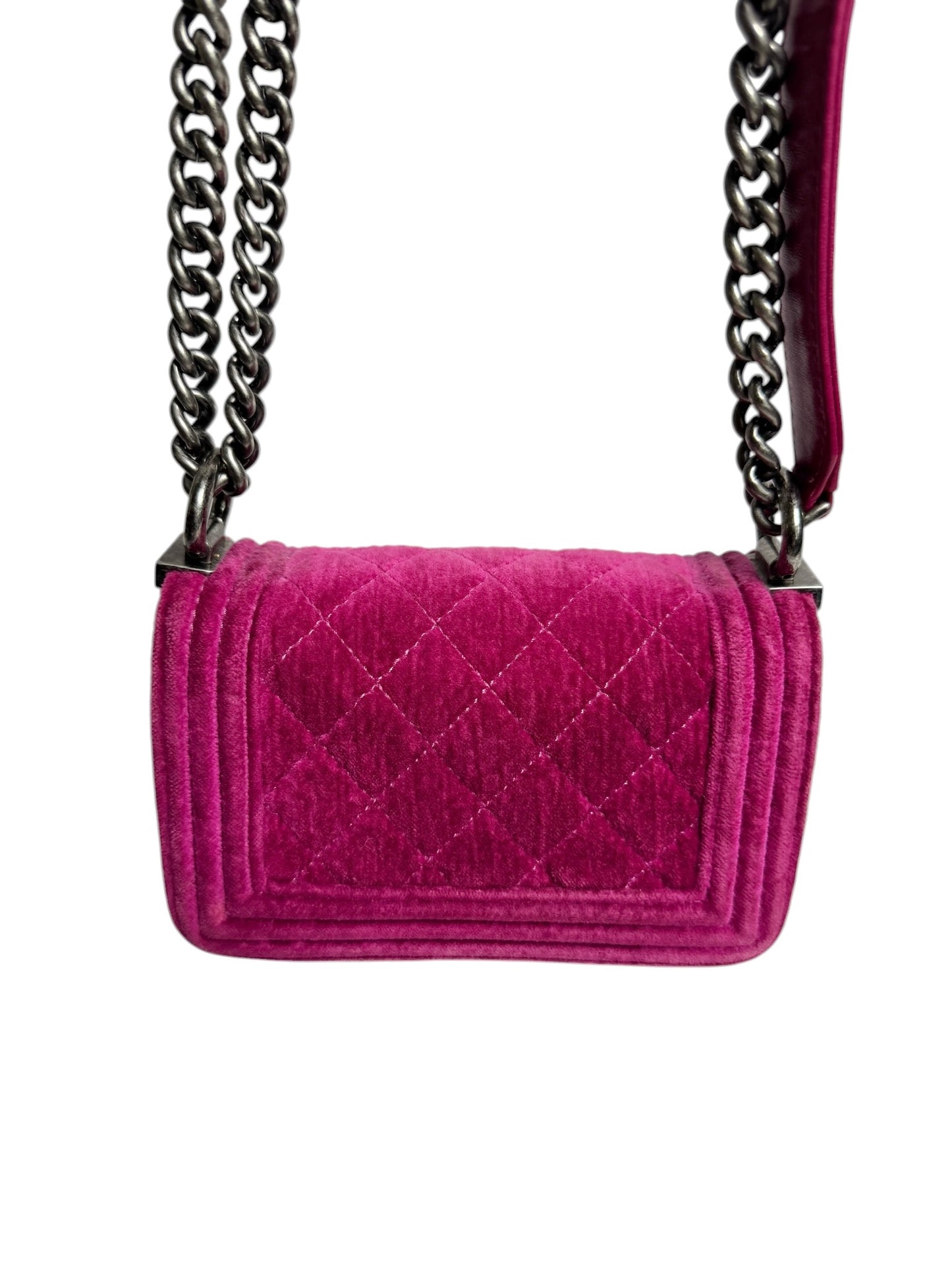 Chanel Mini Pink Velvet Boy Bag