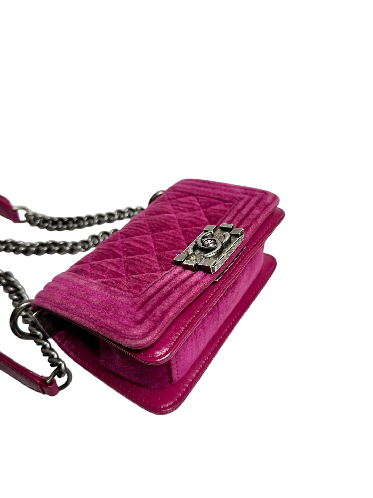 Chanel Mini Pink Velvet Boy Bag