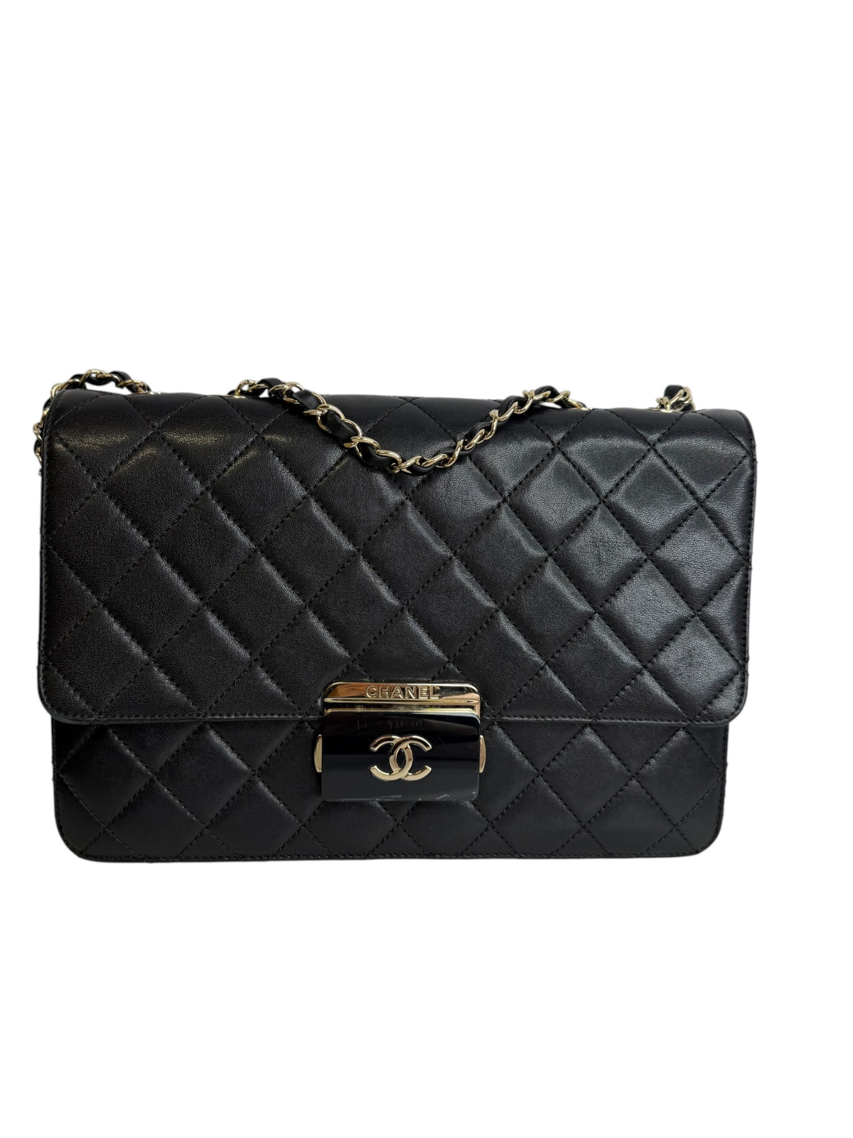 Chanel Black Sheepskin Large Beauty Lock Flap T9151